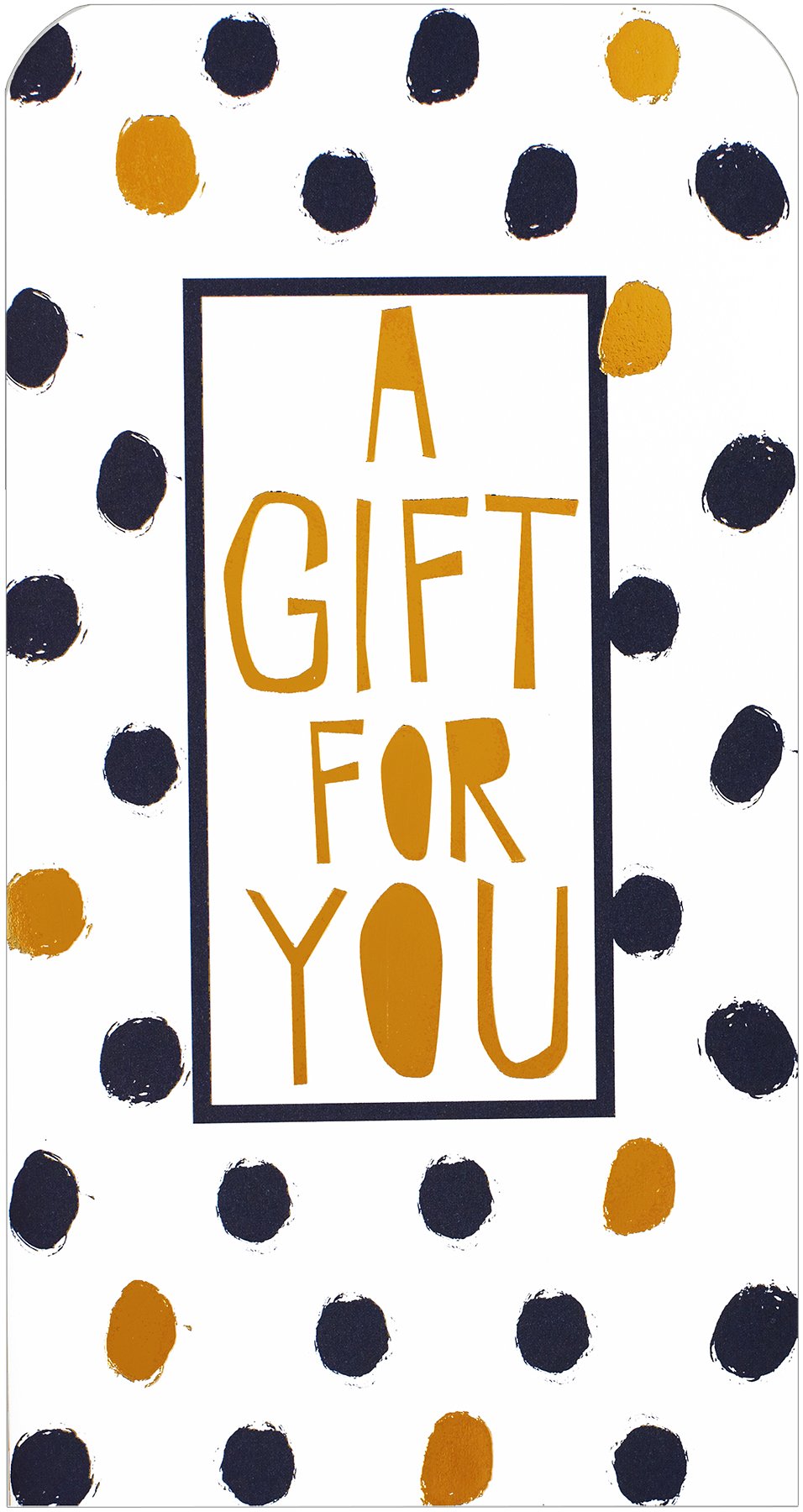 Simon Elvin White Money Wallet Gift Card & Envelope - Black Spots & Gold Metallic Text 7" X 3.5"