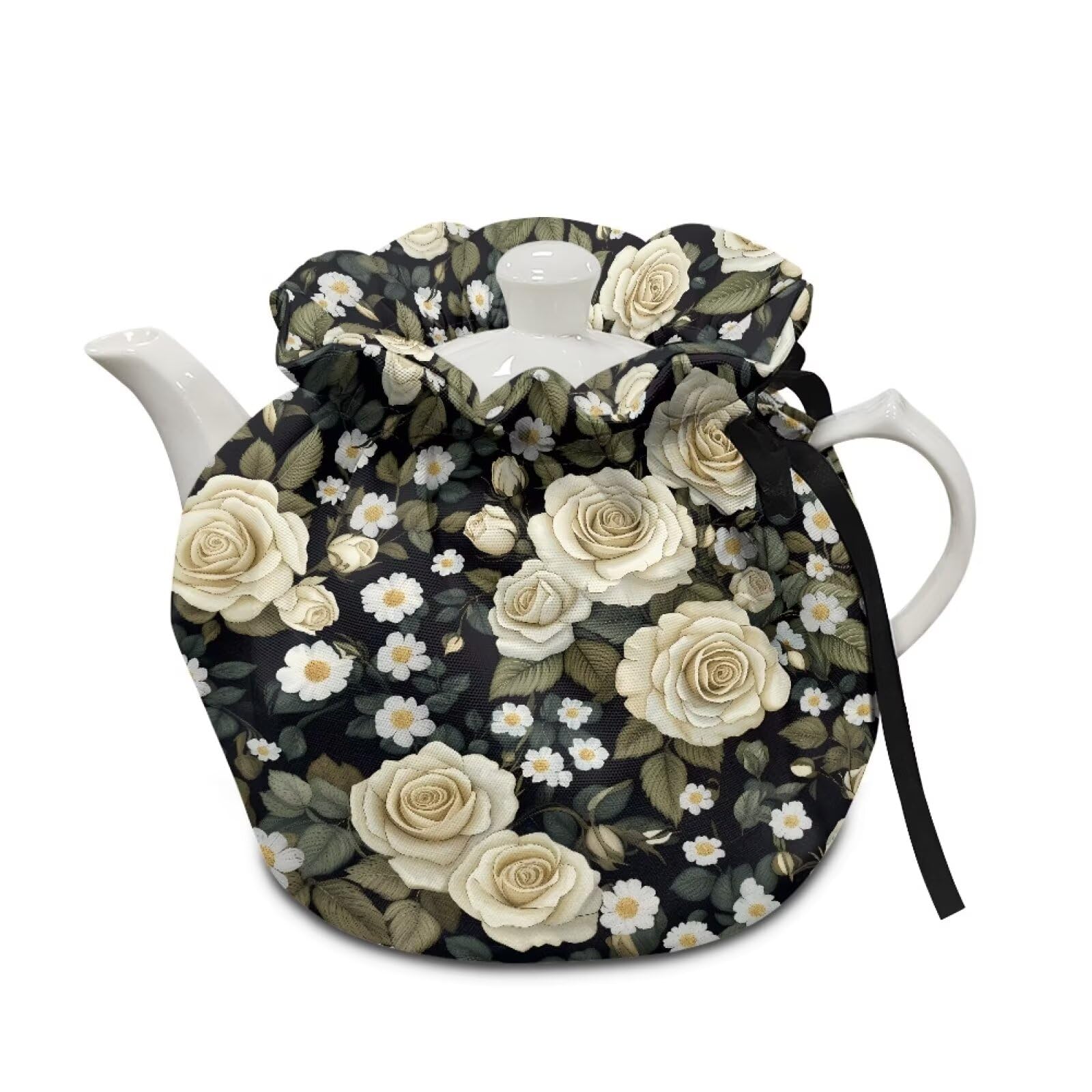 Generic Retro Rose Tea Pot Cozies with Shock and Drop Protection - Decorative Tea Kettle Cover and Sleeve with Insulation Pad