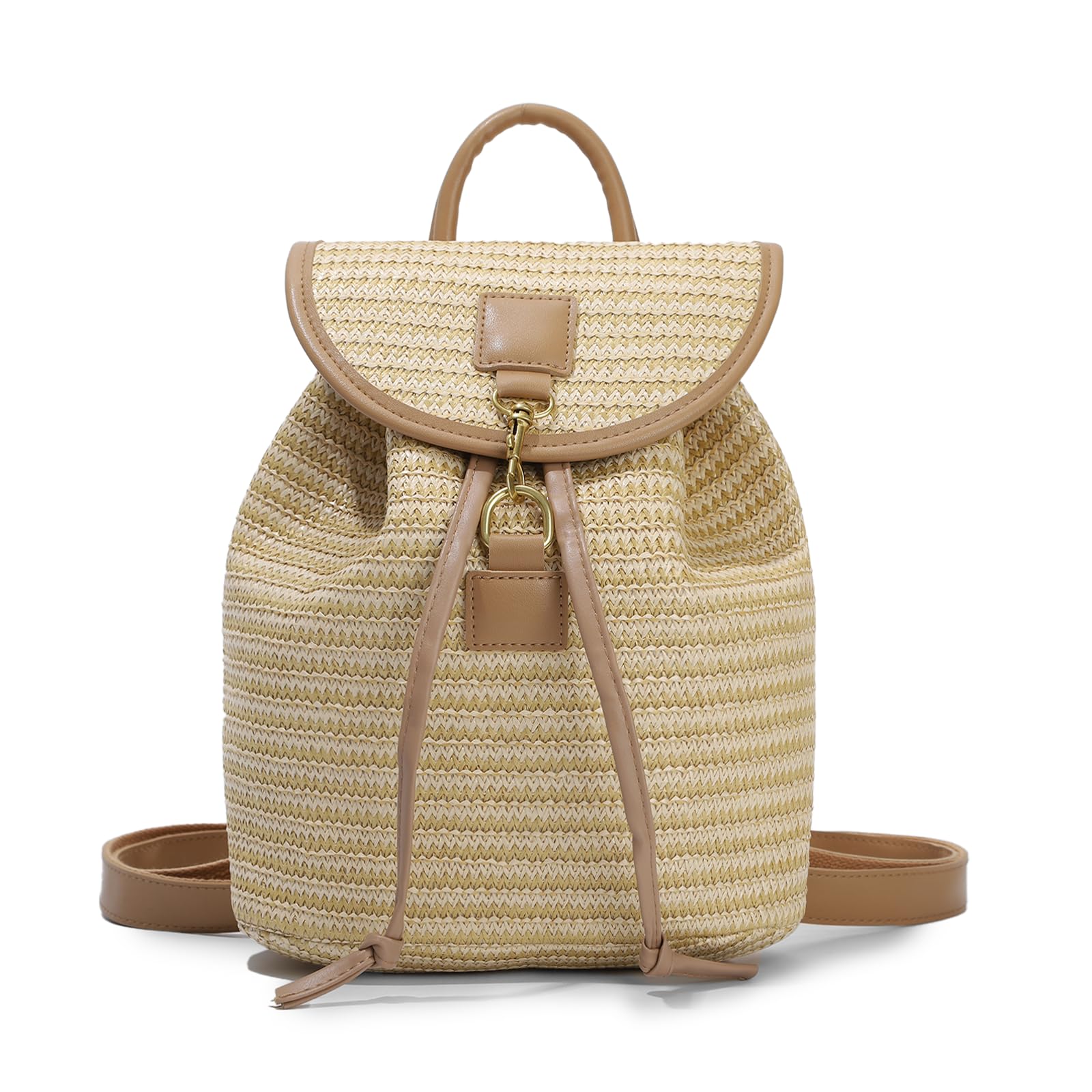 Mochila de paja tejida de mujeres Mochila de moda Mochila de verano de vacaciones en la playa