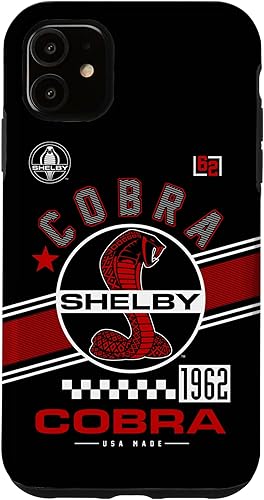 Funda con logotipo de rayas rojas fabricada en Estados Unidos para iPhone 11 Shelby Cobra 1962
