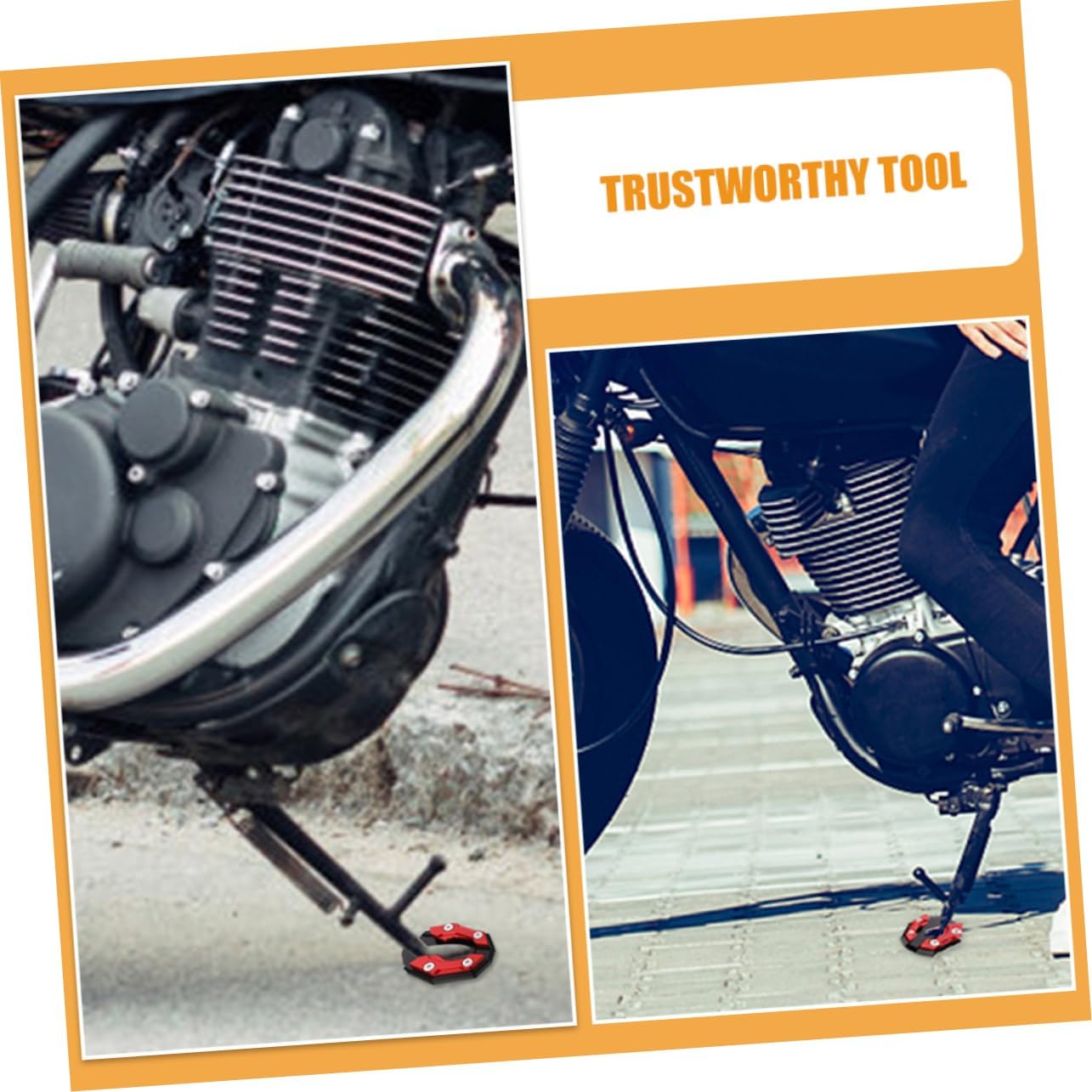 MAGICLULU 2pcs Motorcycle Kickstand Pad Side Stand Extension Plates for Stability Safety Soft Easy Installation