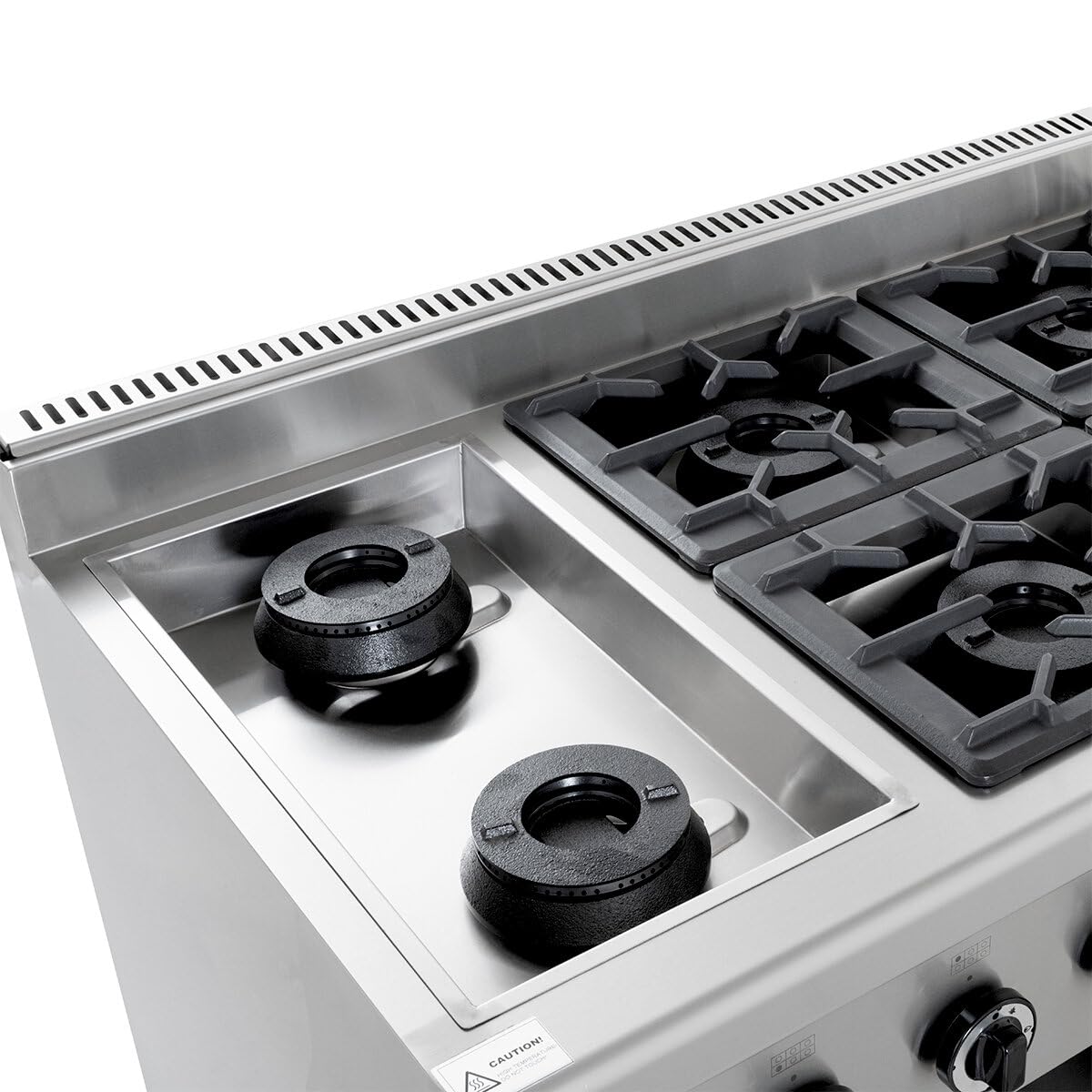 GastroHero Gasherd 6 Brenner 43,2 kW Edelstahl Standgerät offen Unterbau ECO Serie Profi Gasherd Gastronomie