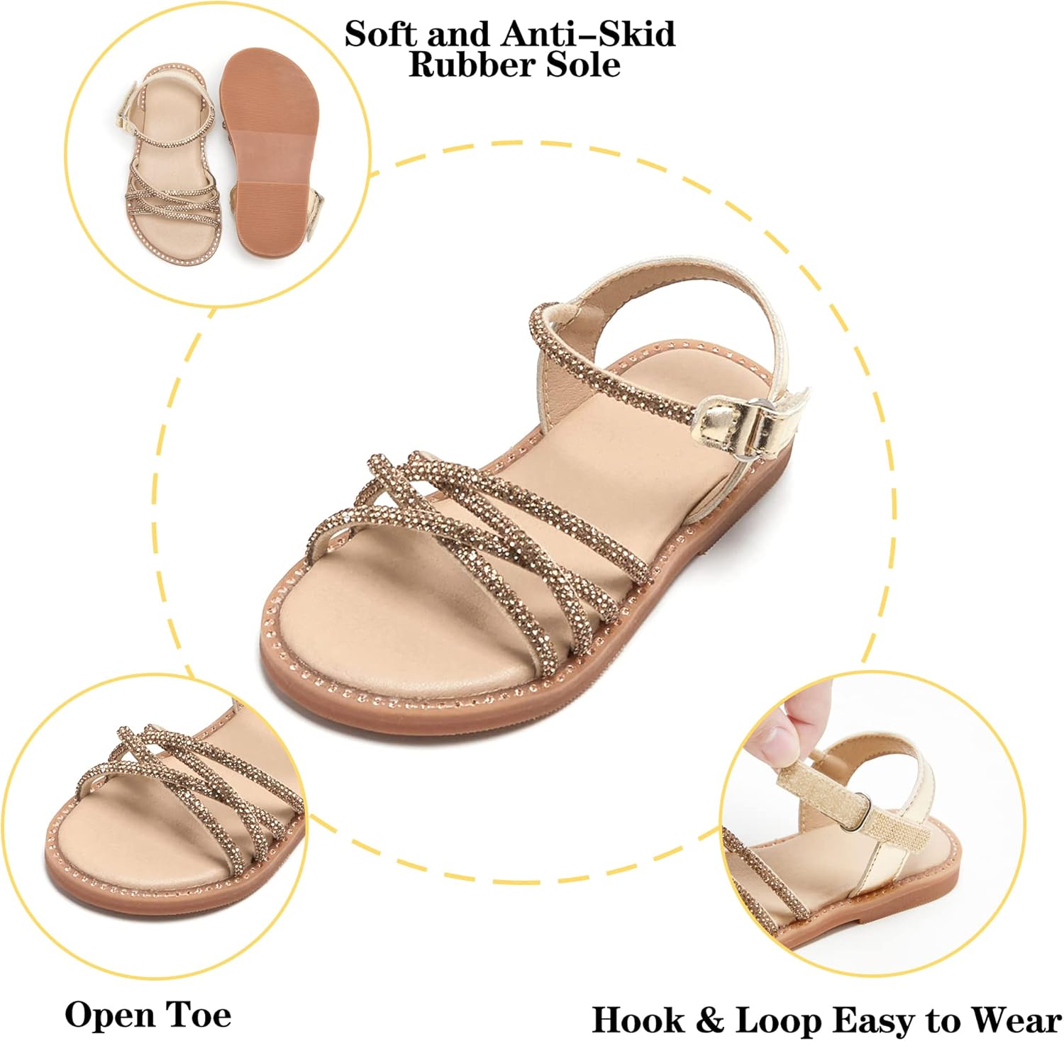 Toddler Flower Girl Sandals - Girl Summer Dress Shoes Toddler Little Kid Wedding Party - Image 5