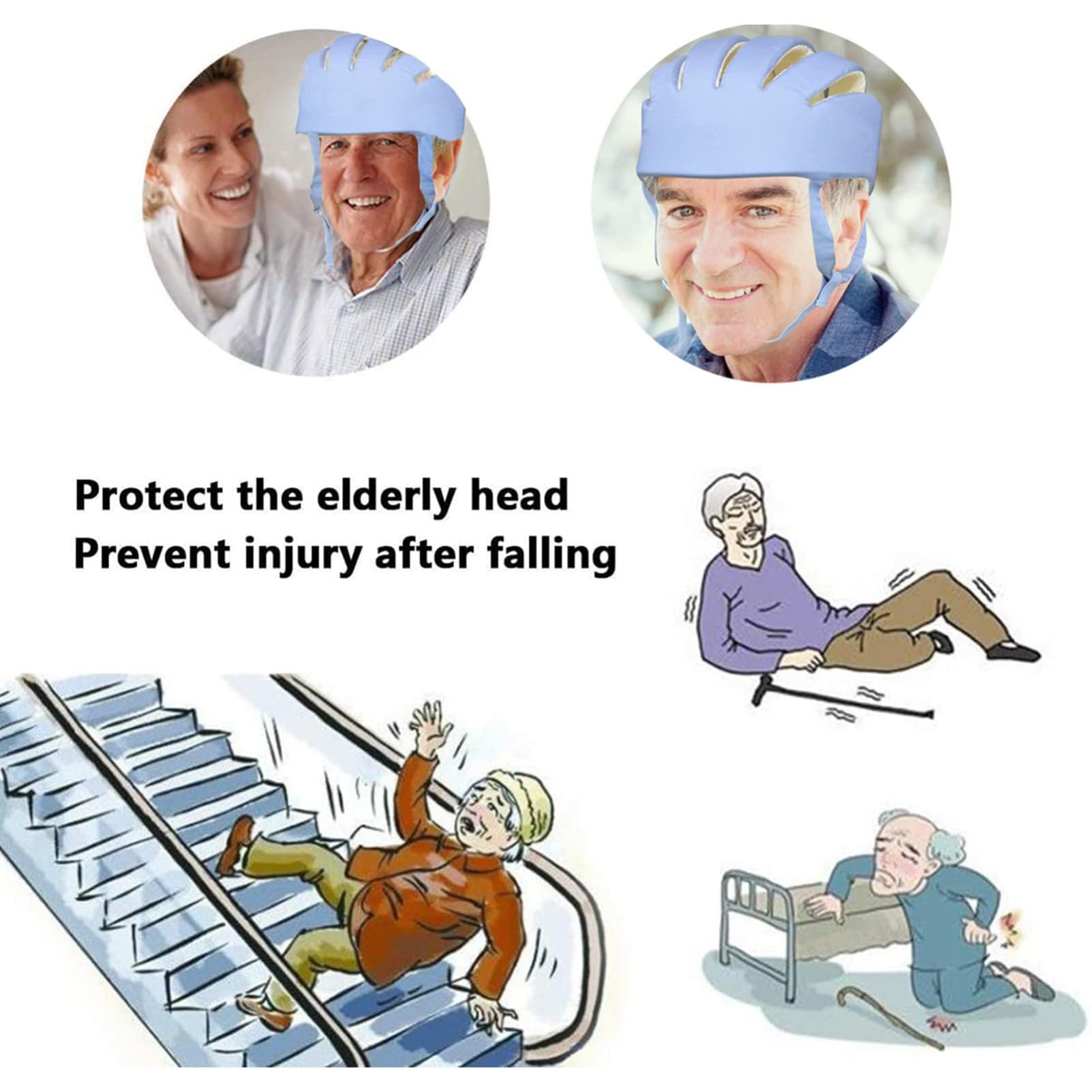 Casque de sécurité Respirant pour Personnes âgées, Chapeau de Protection pour Personnes âgées, Chapeau de sécurité Respirant Anti-Choc pour la prévention des Chutes, Chapeau résistant