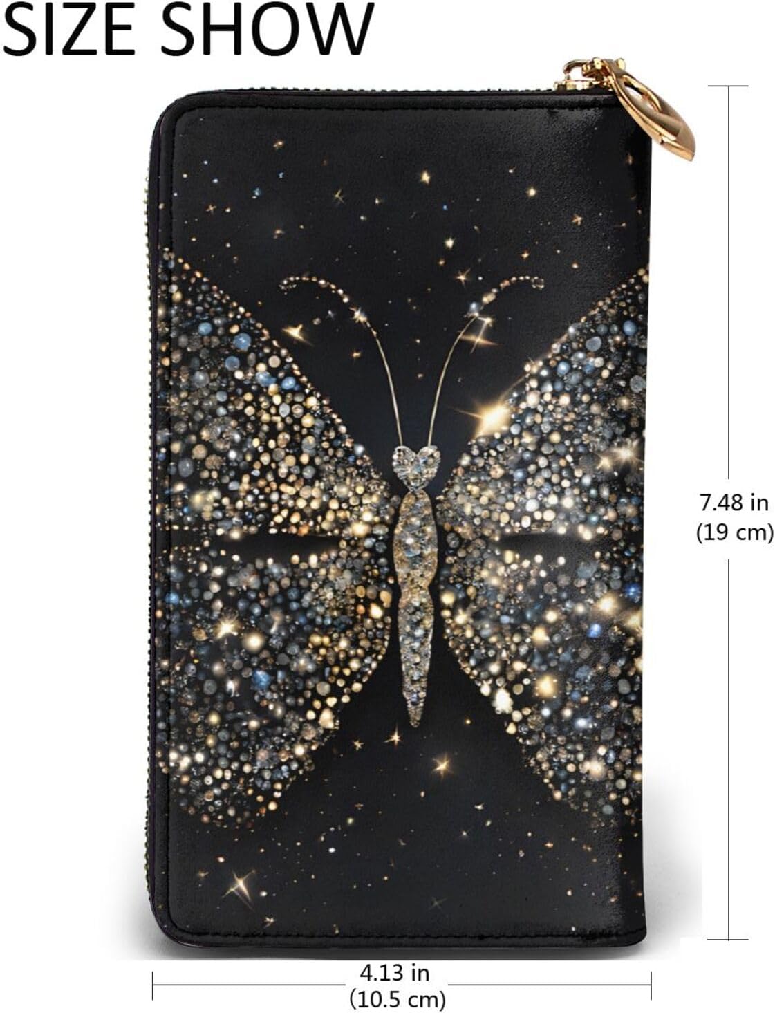 Rhinestone Butterflyfull Width Double-Sided Printed Long Wallet Is A Must-Have For Travel, Portable And Easy To Store In One