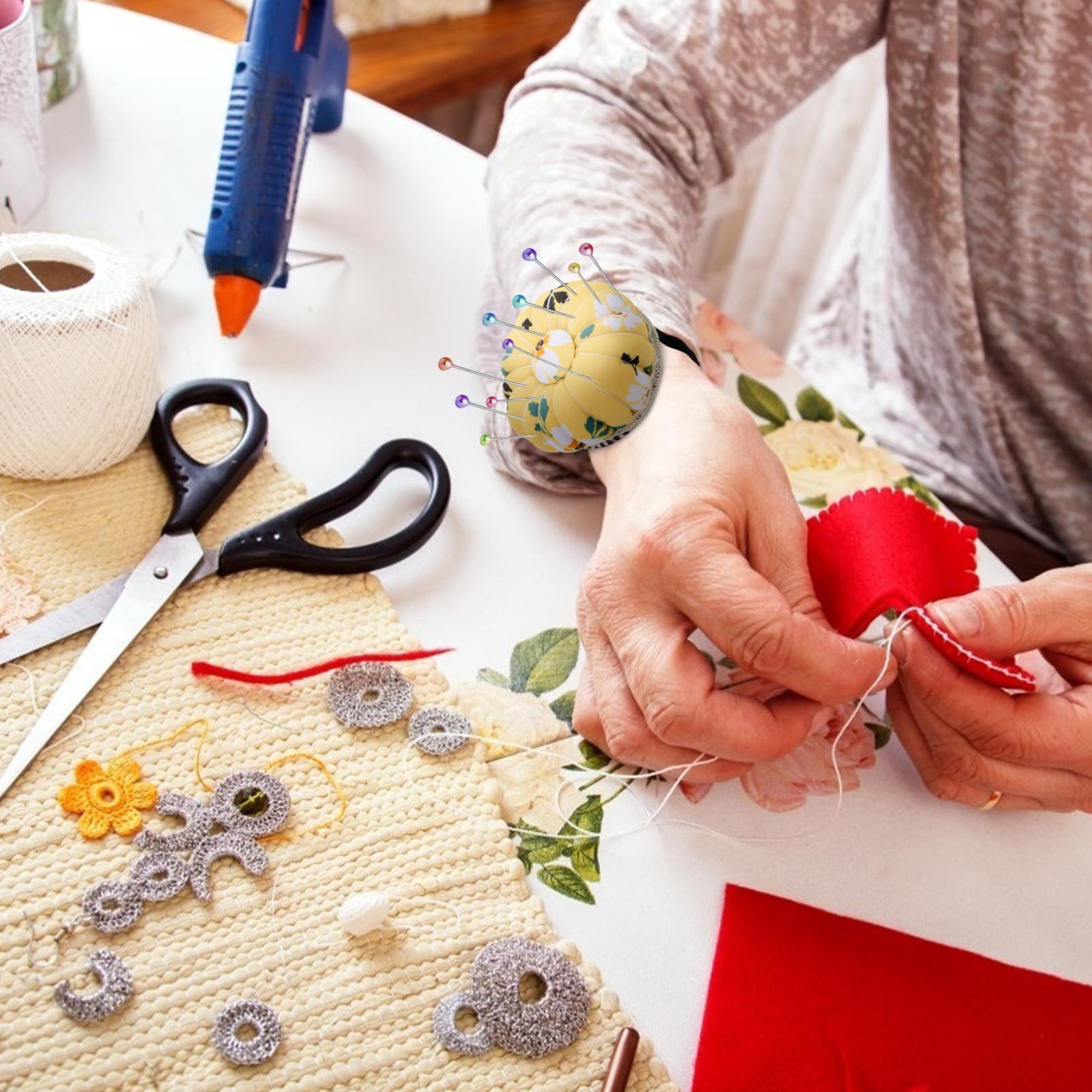 NUOBESTY 10stücke Teiliges DIY Nähzubehör Magnetischer Nadelkissen Halter Im Vintage-Stil Für Einfaches Einstecken Von Nadeln Für Handarbeiten Und Stickerei Bequem Tragbar Und