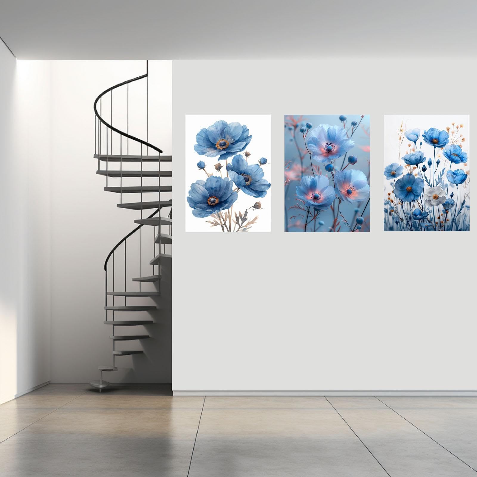 JOSUE 3-teiliges Set Blumen Bild Leinwand Bunte Blu Produktbild-Vorschau 7