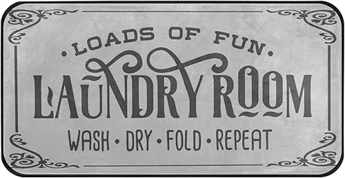 Alfombra para cuarto de lavado, cocina, alfombra de pasillo para lavadora, alfombra de baño, decoración de lavandería, color gris, 39 x 20 pulgadas