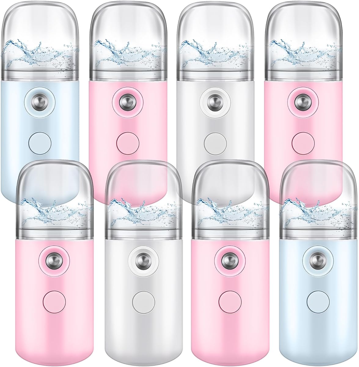 Mudder 8 Pieces Nano Facial Mister Face Sprayer Portable Handheld Humidifier Atomization USB Rechargeable 30 ml Face Steamer for Skin Care Eyelash Extensions Daily Makeup