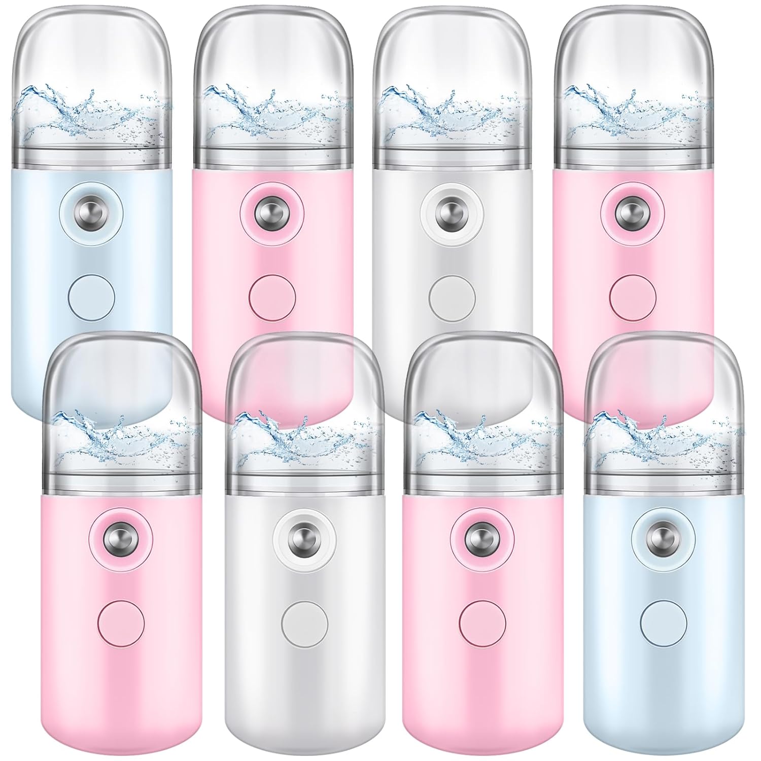Mudder 8 Pieces Nano Facial Mister Face Sprayer Portable Handheld Humidifier Atomization USB Rechargeable 30 ml Face Steamer for Skin Care Eyelash Extensions Daily Makeup