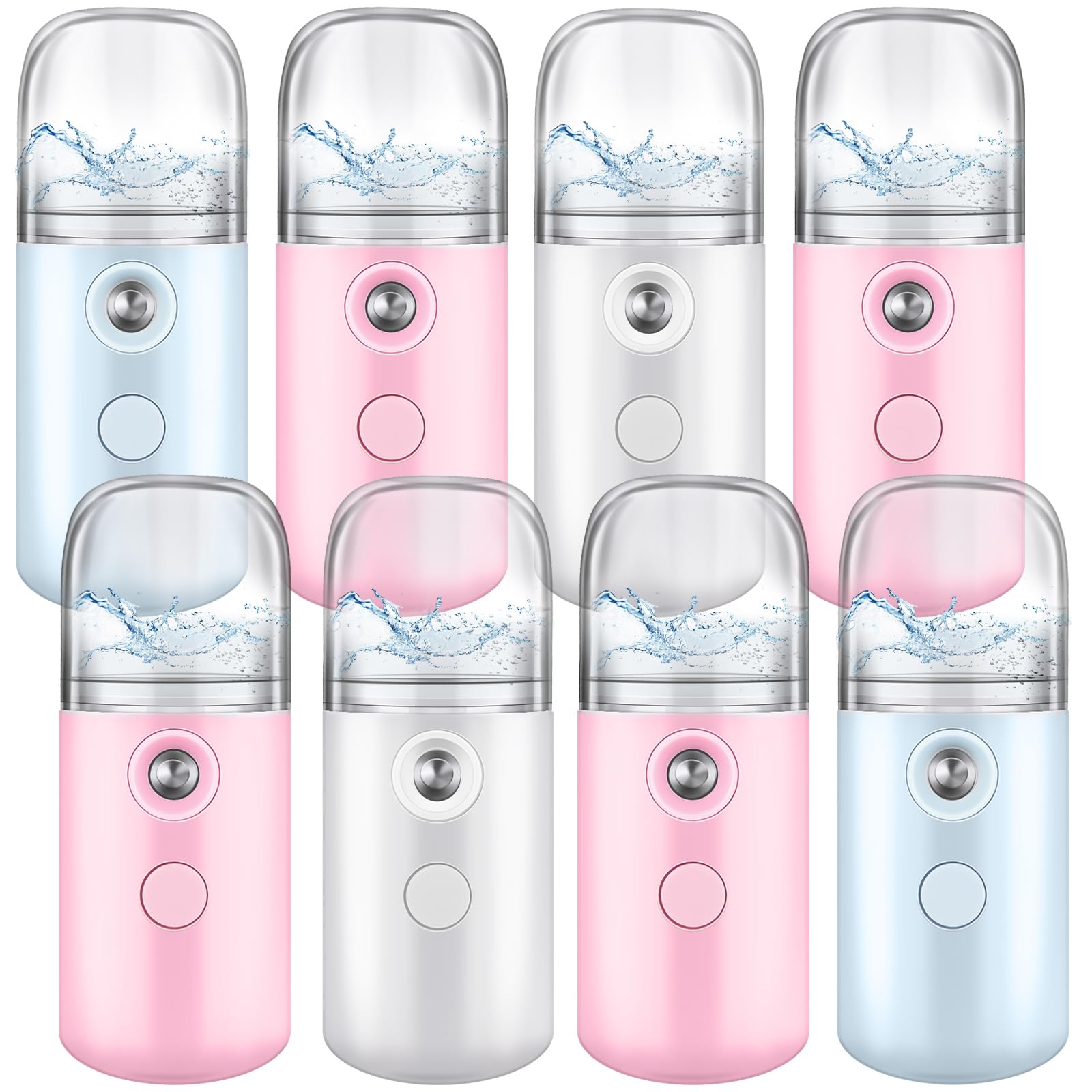 Mudder 8 Pieces Nano Sprayer Facial Mister Portable Mini Face Mist Atomization USB Rechargeable 30ml Face Steamer for Skin Care Eyelash Extensions