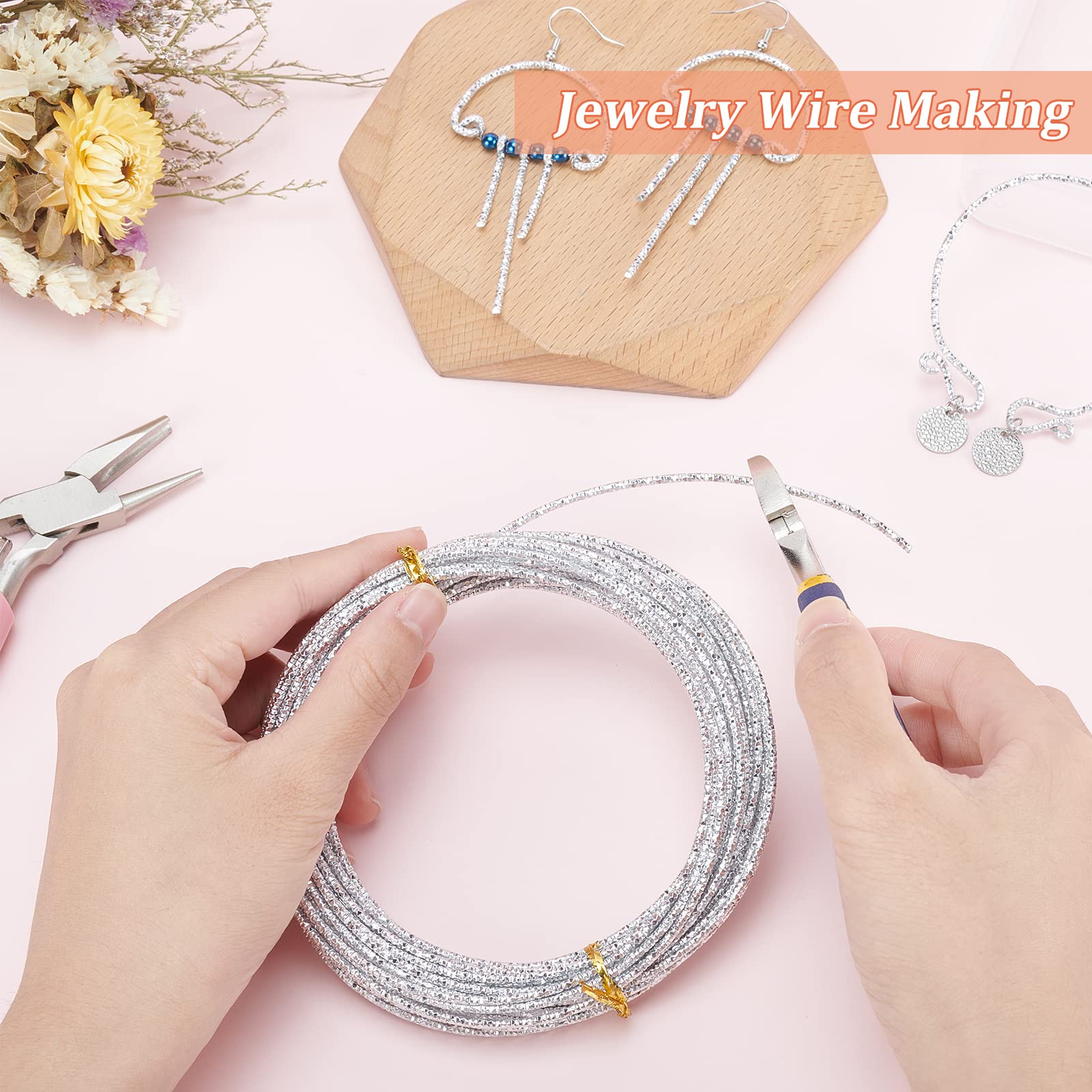 BENECREAT 3 Faisceau de Fils Carrés en Cuivre de Calibre 18/20/22, Fil de Cuivre Brut pour Bijoux à Bricoler Soi-Même, Bracelets, Boucles d'oreilles, Fabrication Artisanale, 6 m/Bundle