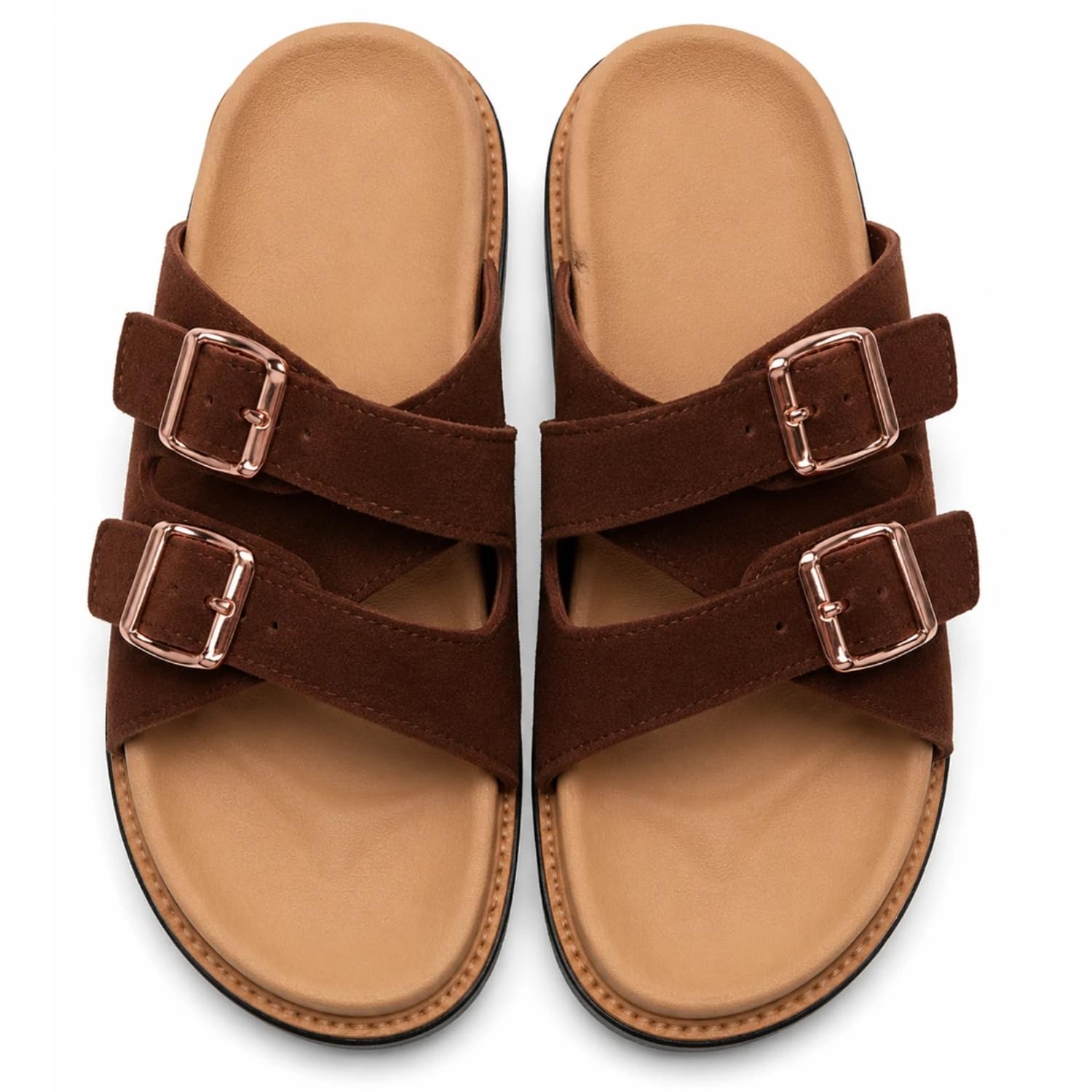 Women's Adjustable Double Strap Buckle Slides Waterproof Slippers-image-44