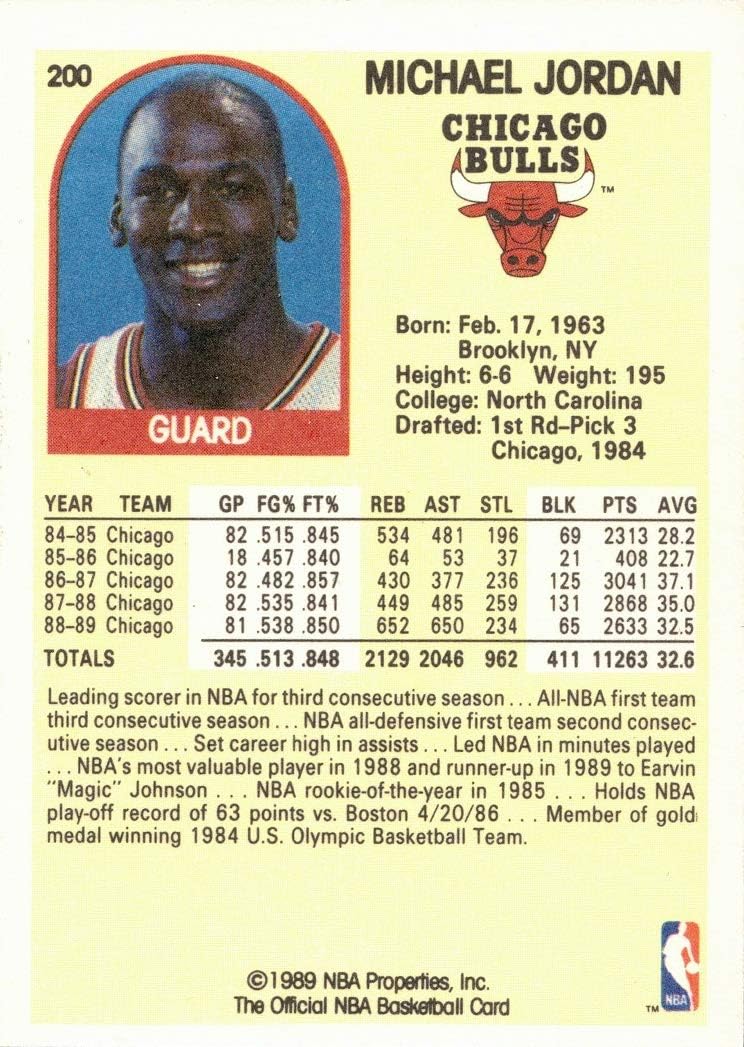 1989-90 NBA Hoops #200 Michael Jordan Basketball Card - Chicago Bulls