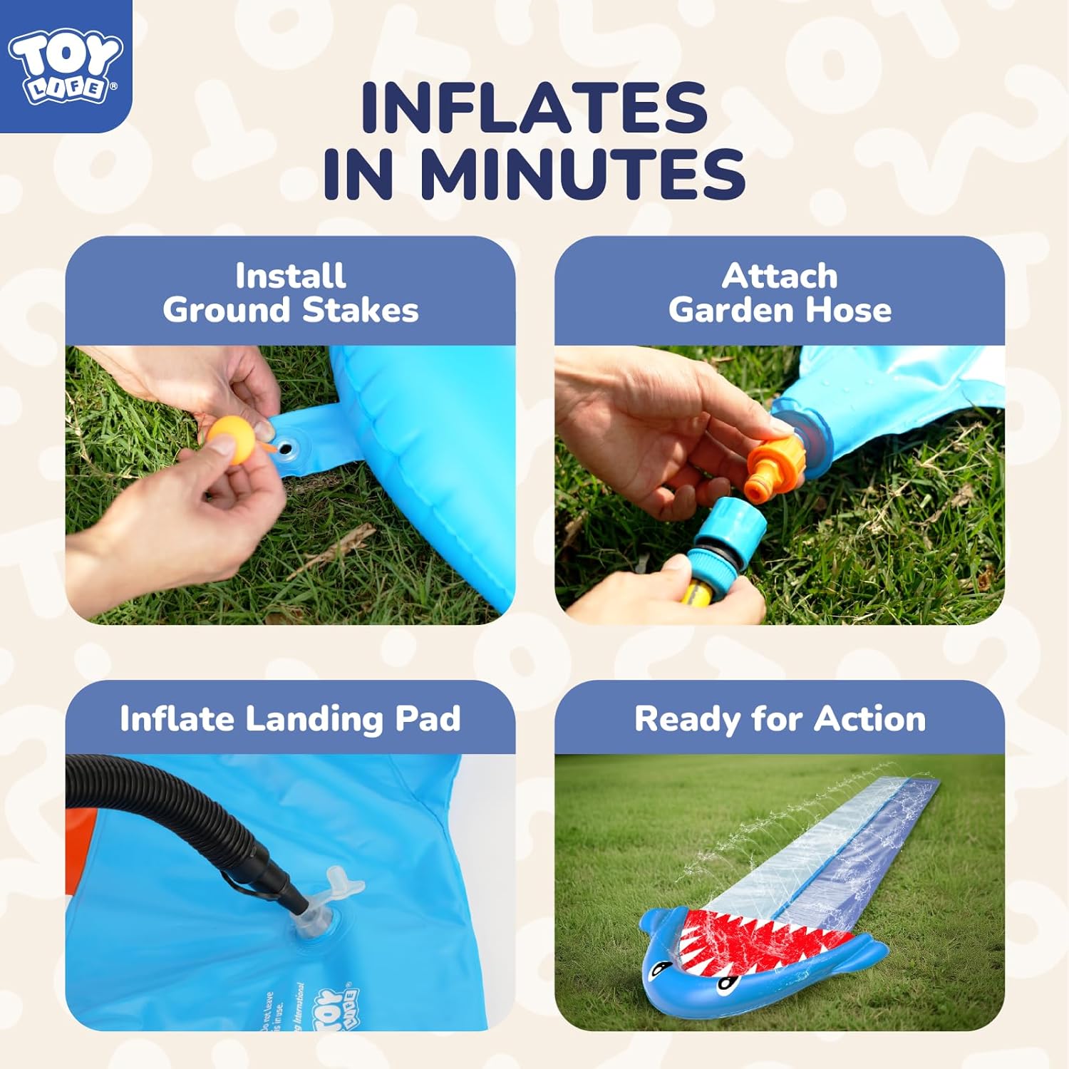 TOY Life Giant Water Slides for Kids 20Ft Waterslide Backyards Lawn with 2 Bodyboards, 2 Lane Slip Splash and Slide Summer Toys with Built-in Sprinkler for Backyard Outdoor Water Toys Fun