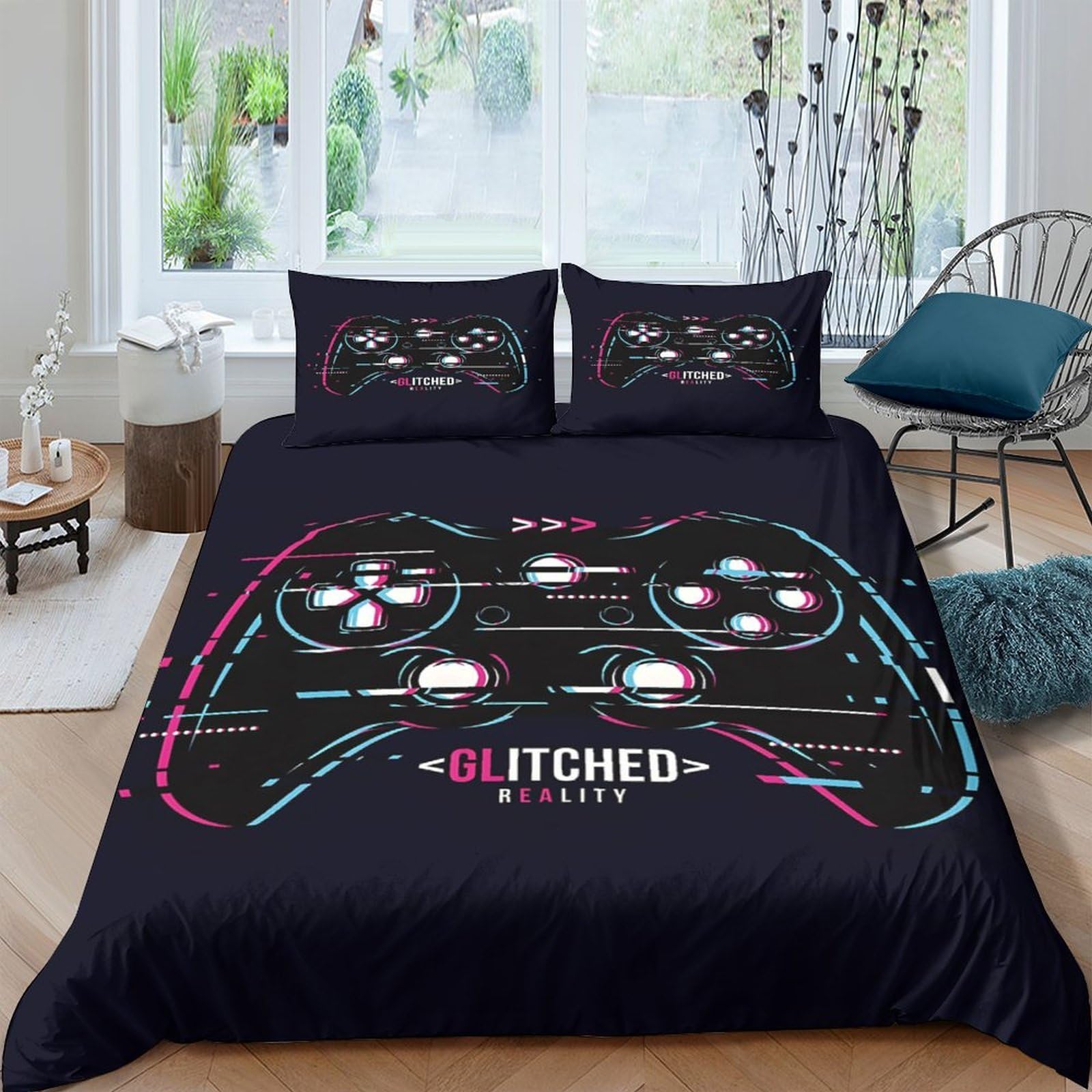 Funda Nórdica 3D Impresa Mando Gaming Microfibra Decoración Dormitorio Juego de Cama para Adolescentes Suave Transpirable Super King（260x220cm）