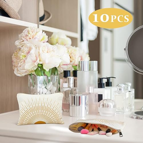 Miniatura 2 de Pinkunn 10 bolsas de maquillaje Sunshine Ray, organizador para el día de la madre, bolsa de cosméticos bohemia, bonita bolsa de maquillaje con