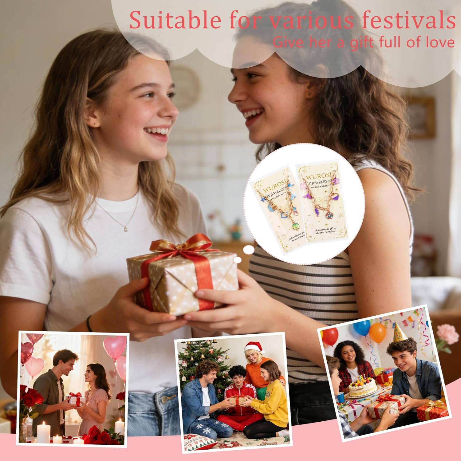 Wurosi 413 Pieces Gold Paperclip Charm Bracelet Making Kit, Including Paperclip Chain Bracelets, Charms, Jump Rings, Gift Bags, Pliers for Crafts Beginner Supplies Gift - Image 5