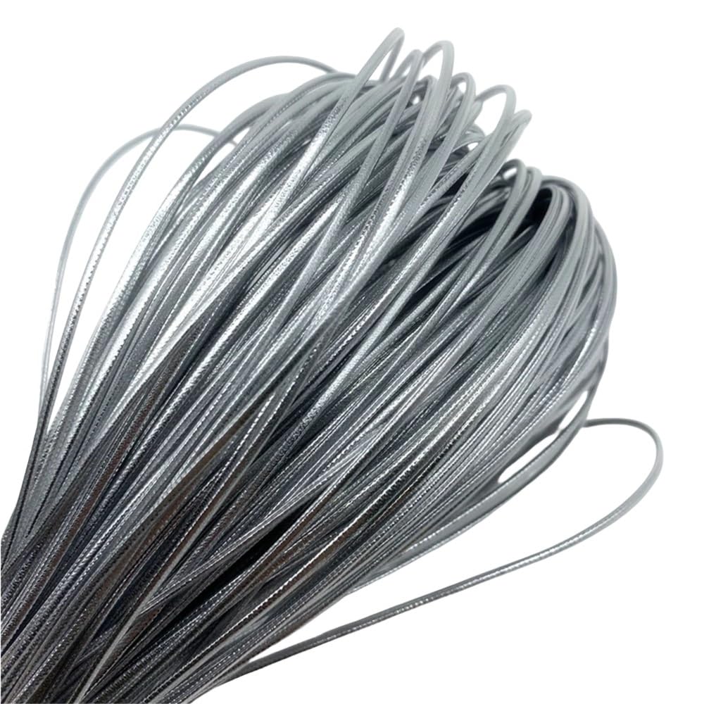 Embroidery thread, Cowhide Leather Rope String, 1 Piece 5 Yards 2mm PU Multicolor for Jewelry Making and Craft(Silver)