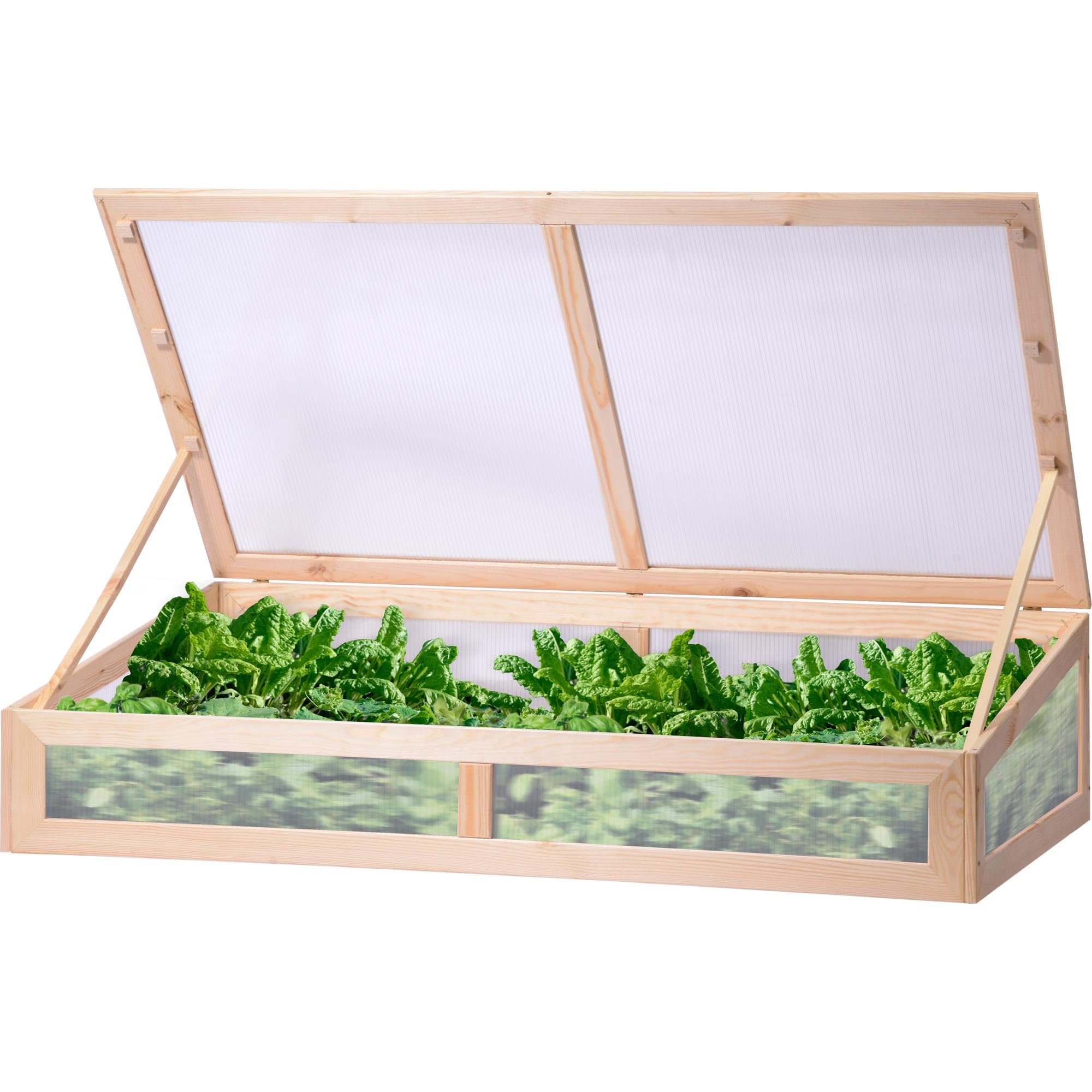dobar® 58402FSC Frühbeet-Aufsatz | Anzucht Aufsatz für Hochbeete oder Gartenboden | Anzuchtkasten Massivholz | Frühbeet-Kasten für Gemüse/Salate/Beeren | Gewächshaus | 128 x 67 x 31,5 cm | Natur