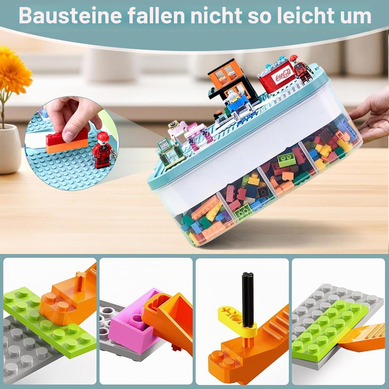 Aufbewahrungsbox Bausteine Aufbewahrungsbox mit Deckel,Kunststoff Sortierboxen Spielzeug Transparent für Kinder Spielzeugkiste (Box Only)