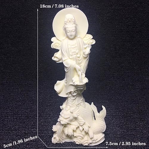 Miniatura 2 de Estatua de Guanyin de 7.08 pulgadas para decoración del hogar, estatua de Buda kuanyin blanca para decoración de oficina, adorno de escultura de