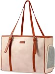 Lasaviin Fashion Dog Purse Pet Carrier Sac en cuir pour petits chiens Cats Puppy, Portable Tote Bag Airline Approuvés Soft-Sided Carriers (Brown)