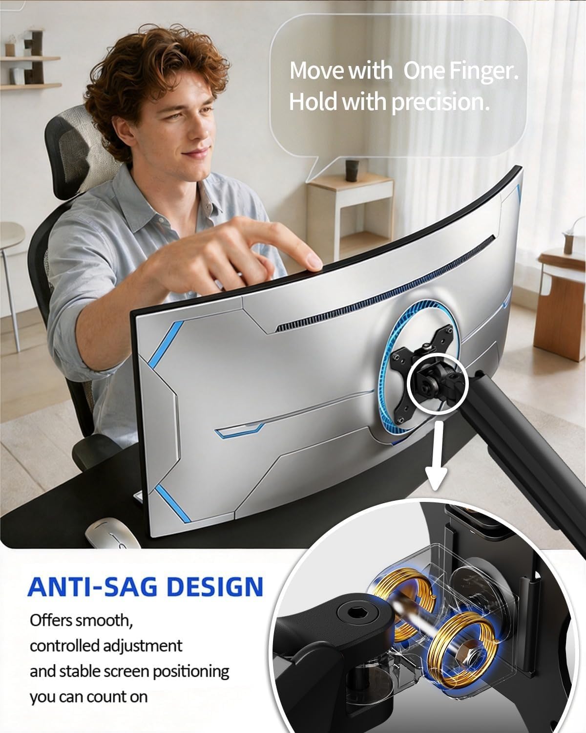 ErGear Schwerer Monitor Halterung für 13"-49" ultrabreite Bildschirme, 17kg Tragfähigkeit, voll-bewegliche Gaming Monitor Arm, felsenfeste Stütze, duale C-Klemme & Ösenhalterung, VESA 75x75/100x100mm