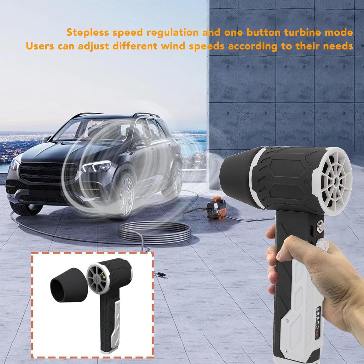 Turbofan Blower Car Electric Air Duster, Turbofan Air Blower with 50mm Brushless Motor, 800-1000g Wind Force Handheld Portable Industrial Tool, Dry Cleaner for Car Washing, O