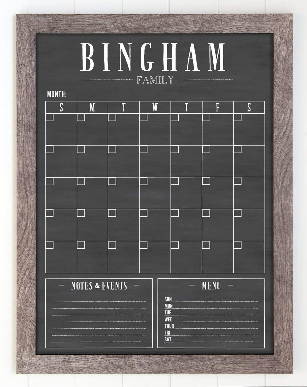 Framed Calendar, Personalized Dry Erase 18x24 or 24x36 Family calendar