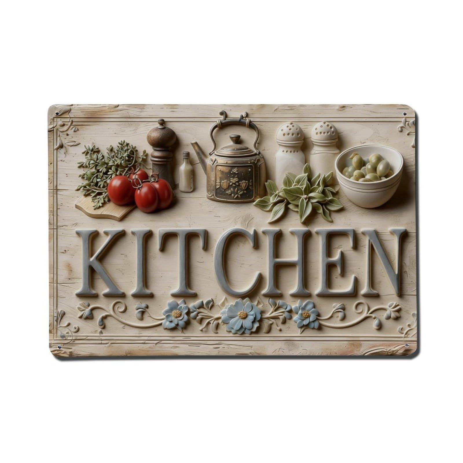 Iageret Vintage Kitchen Decorative Pattern Print Metal Tin Sign Retro Wall Decor, Bar Garage Cafe Kitchen Home Wall Art Poster Decoration 8X12inches