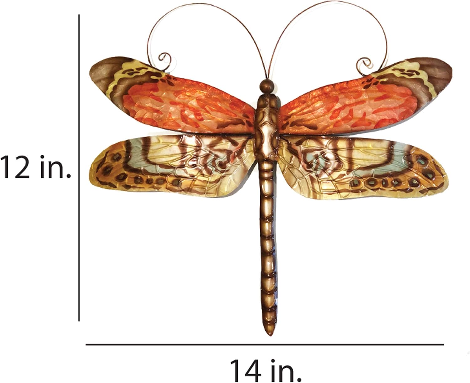 Eangee Home Design Dragonfly Wall Decor Red Multi Color 14 Inches Length x 1 Inch Width x 12 Inches Height (m4032)
