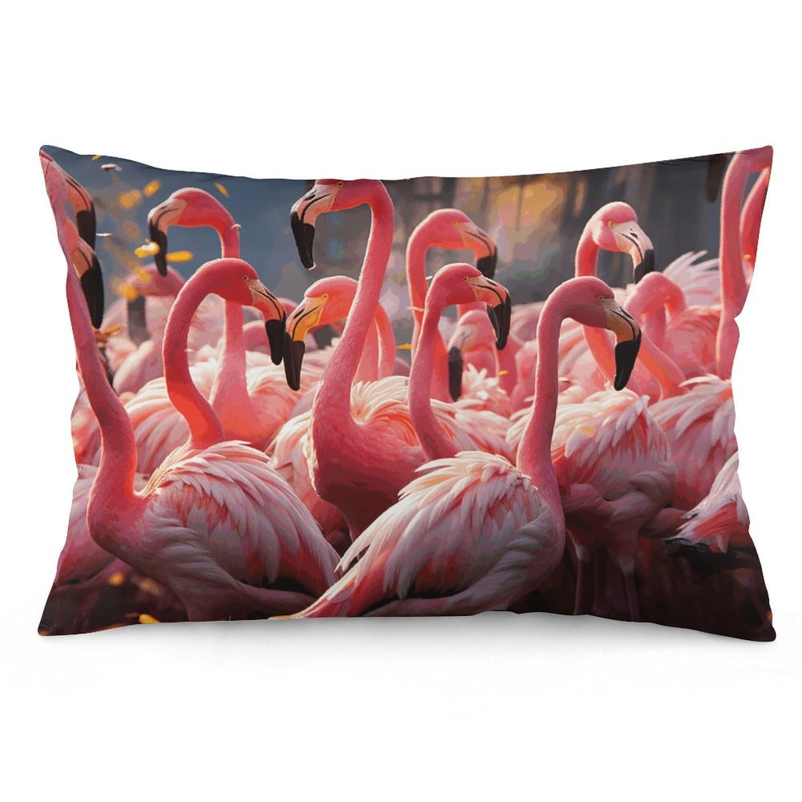 NTVOWPZO 2 Pack Decoration Throw Pillow Covers 20"x30" Pillowcases Covers Flamingos Partying Pillowcases Modern Farmhouse Home Decor Sofa Cushions Covers for Couch Bed Living Room