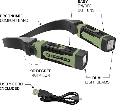 EZRED ANYWEAR Rechargeable Neck Light for Hands-Free Lighting, soft green