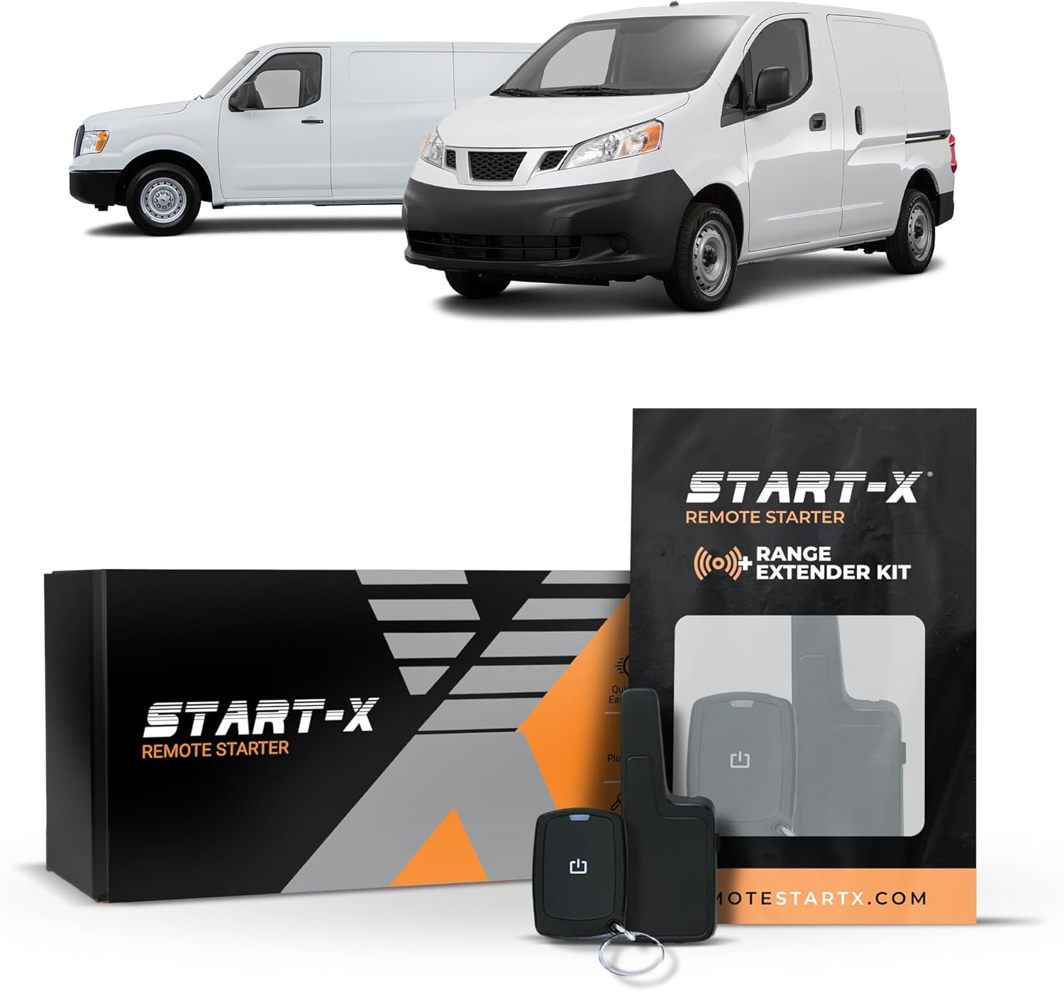 Start-X Remote Starter Kit + 2000ft 1 Way Range Extender for Nissan NV1500/NV2500/NV3500 (2012, 2013, 2014, 2015, 2016, 2017, 2018, 2019, 2020, 2021) Vehicles with Immobilizer and Key Ignition