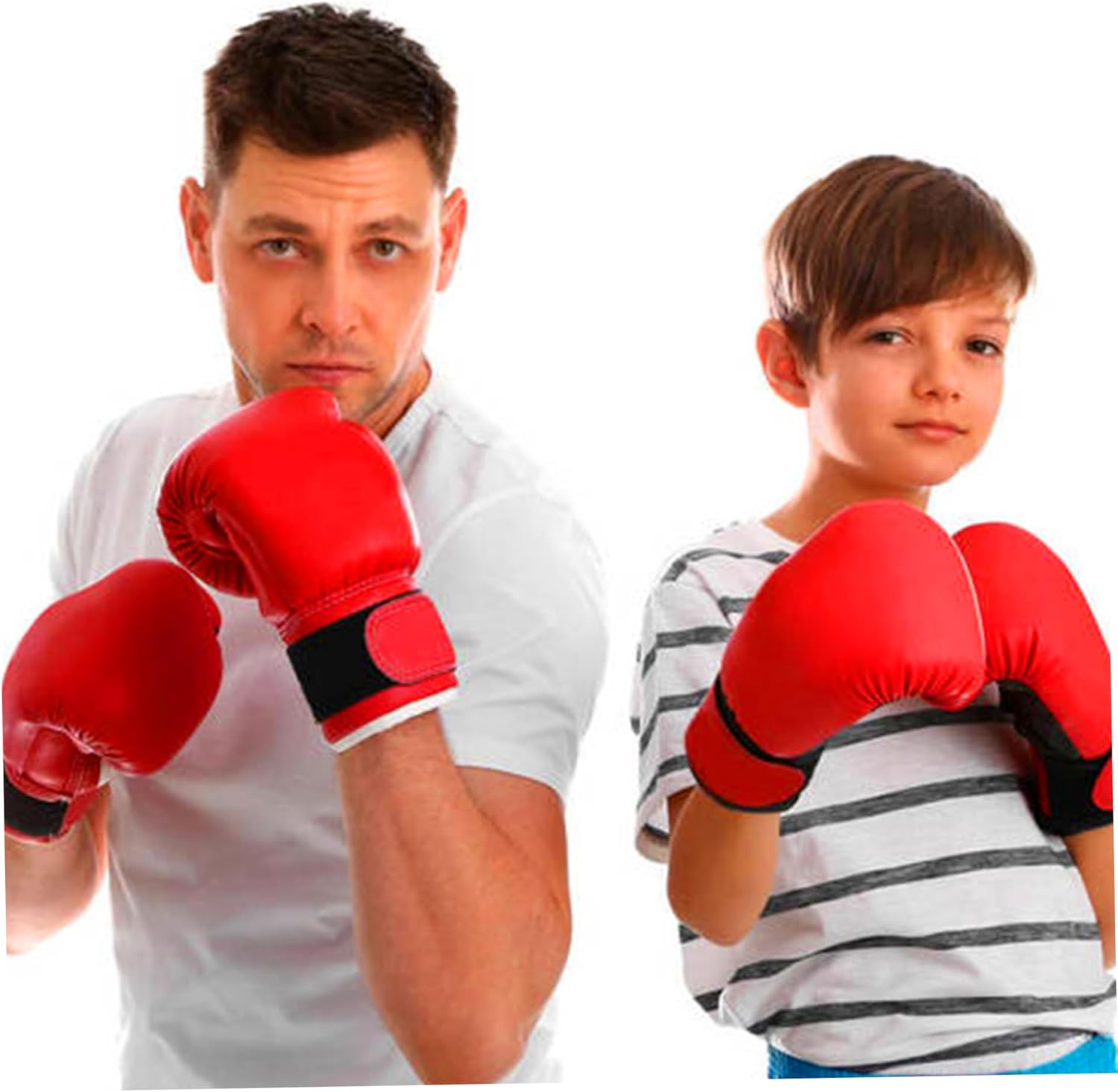 2 Pair Boxing Gloves, Red & Blue Boxing Gloves, Breathable PU Boxing Gloves with Fastening Tape, Stuffed Boxing Mitts for Training, Exercising, Game, Youth Boxing Gloves