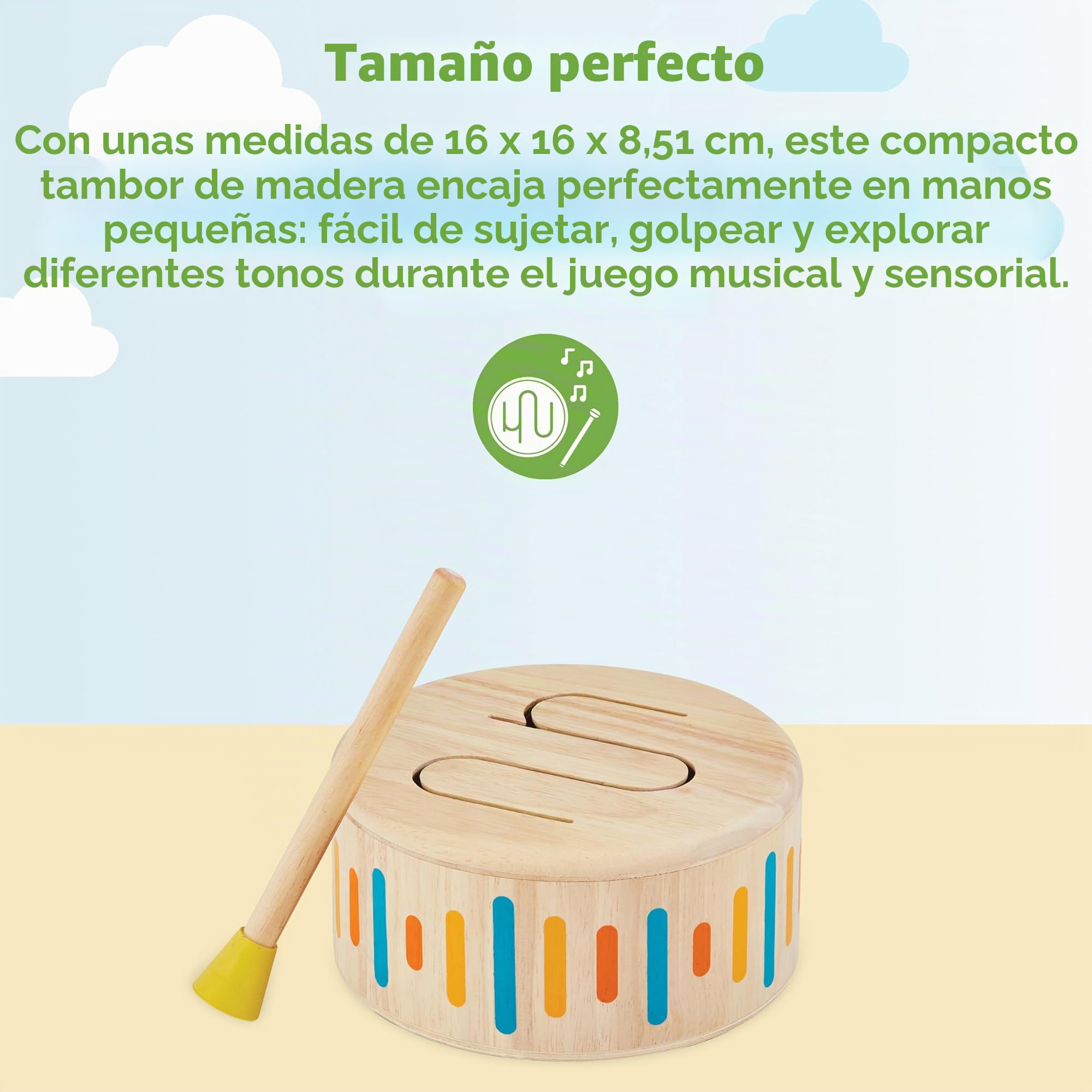 PlanToys Juguetes de madera Tambor macizo Ii