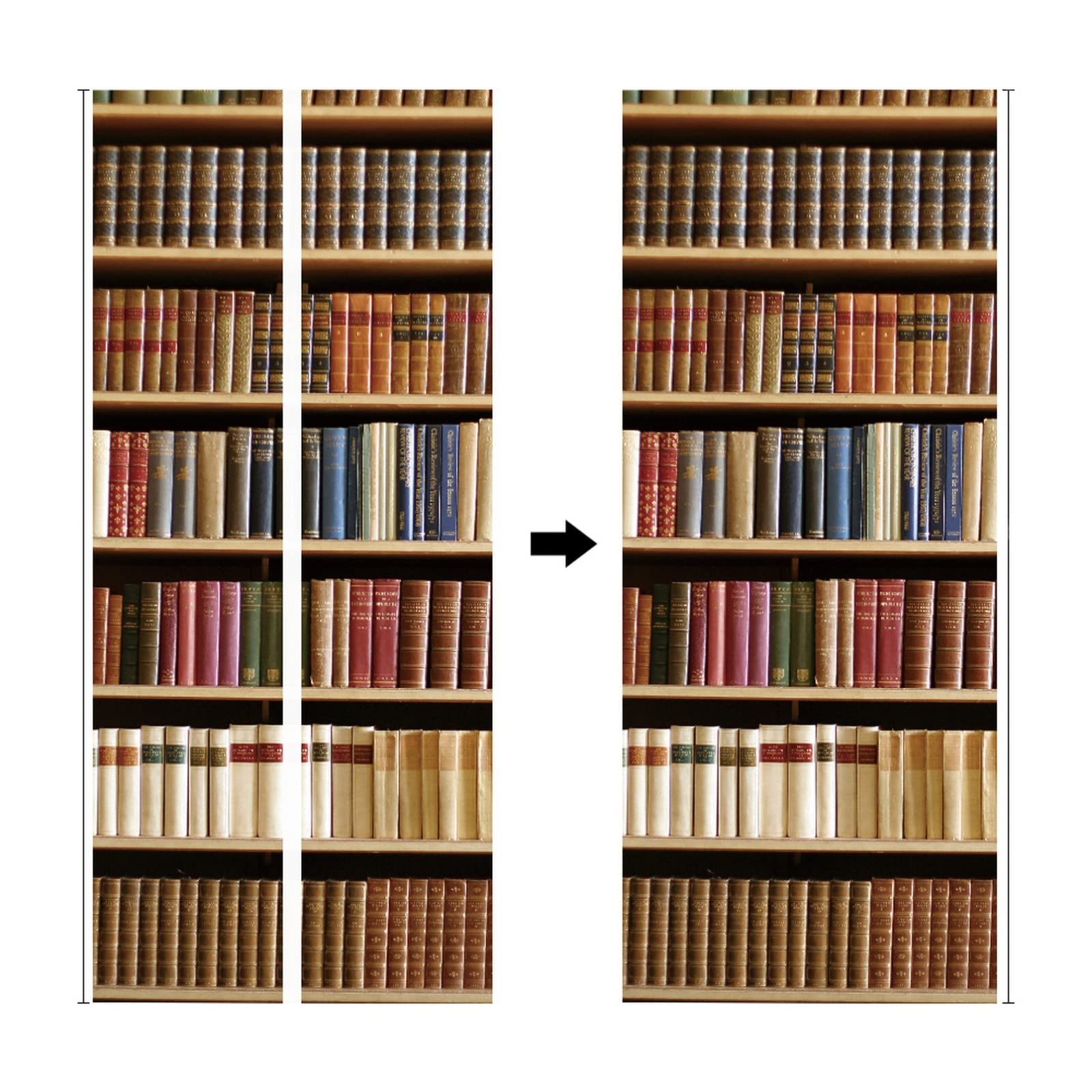 A.Monamour Adesivo Porta Autoadesiva 3D Vecchi Libri Su Sfondo Scaffale In Legno Scaffale Vinile PVC Adesivi per Porte Interne Pellicola Adesiva Poster Sticker Murale Parete Carta da Parati