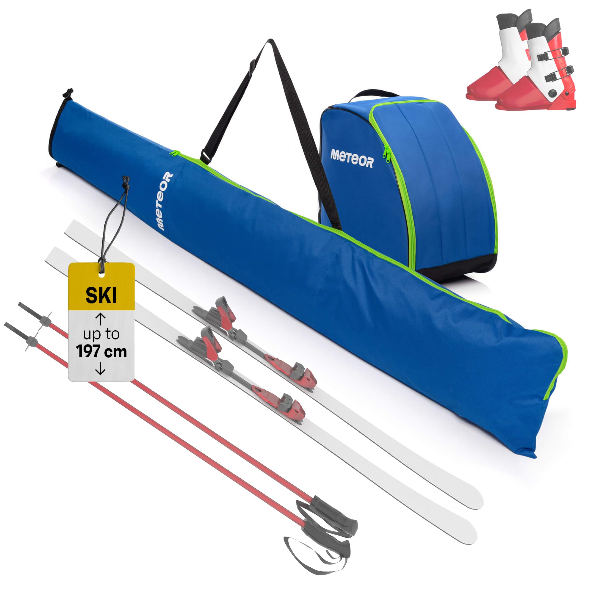 meteor Ski Bag Set Norse – Large Capacity for Gear + Ski Bag with Zippers & Carry Handles – Water-Resistant 600D Polyester – Foldable Winter Sport Travel Set – Ideal for Ski Trips – Blue