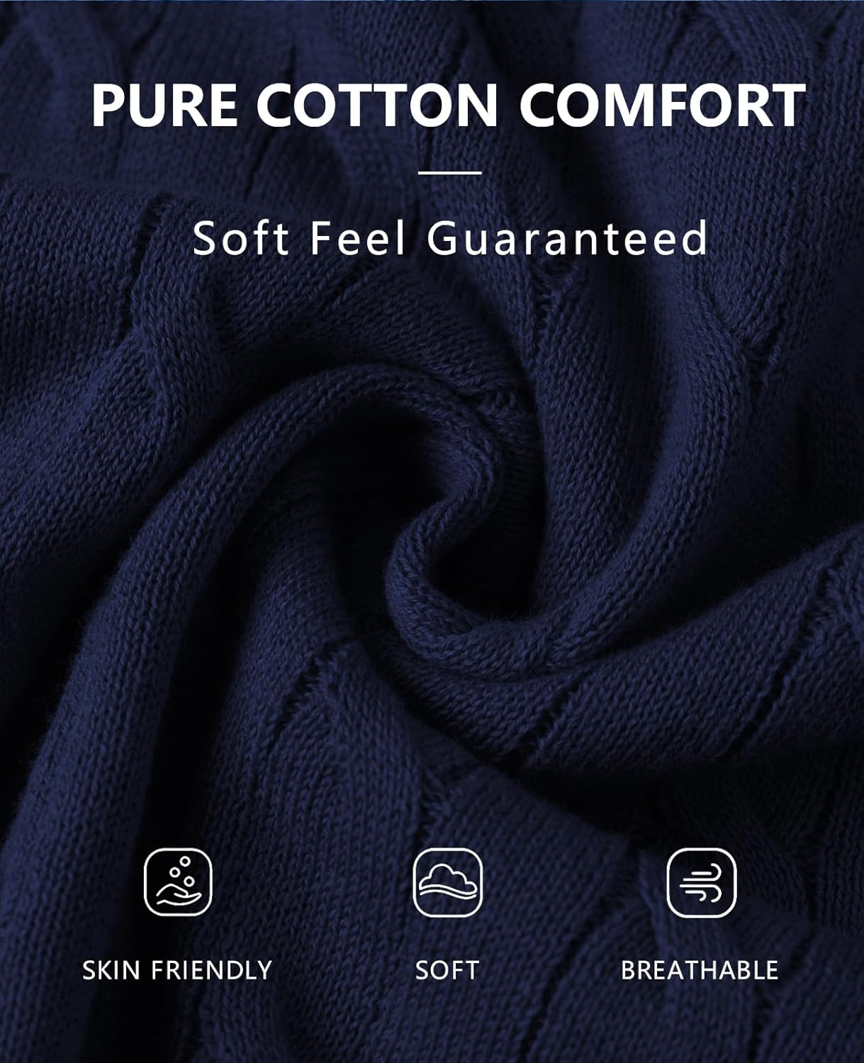 QUALFORT Womens 100% Cotton Cable Knit Sweater Lightweight Crewneck or V Neck 2026 - Image 7