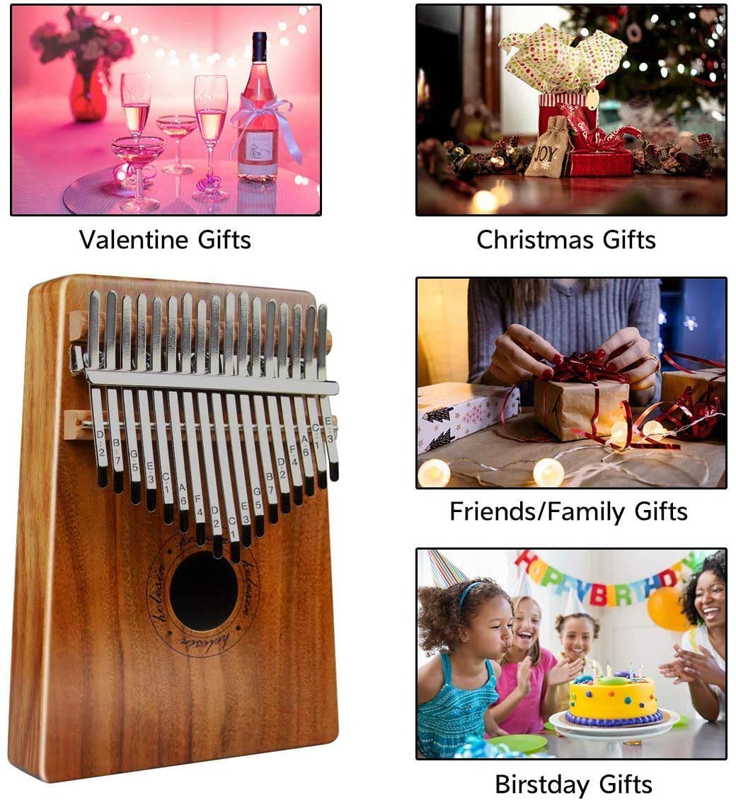 Kalimba - Kalimba 17 llaves, piano de pulgar, Kalimba Thumb Piano Dedo Sólido Kalimba Instrument con caja protectora impermeable (KOA)