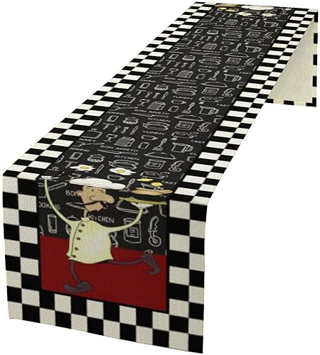 Miniatura 32 de Camino de mesa musical, notas retro, teclas de piano, camino de mesa para el hogar, interior, exterior, cocina, vacaciones, fiesta, decoración de