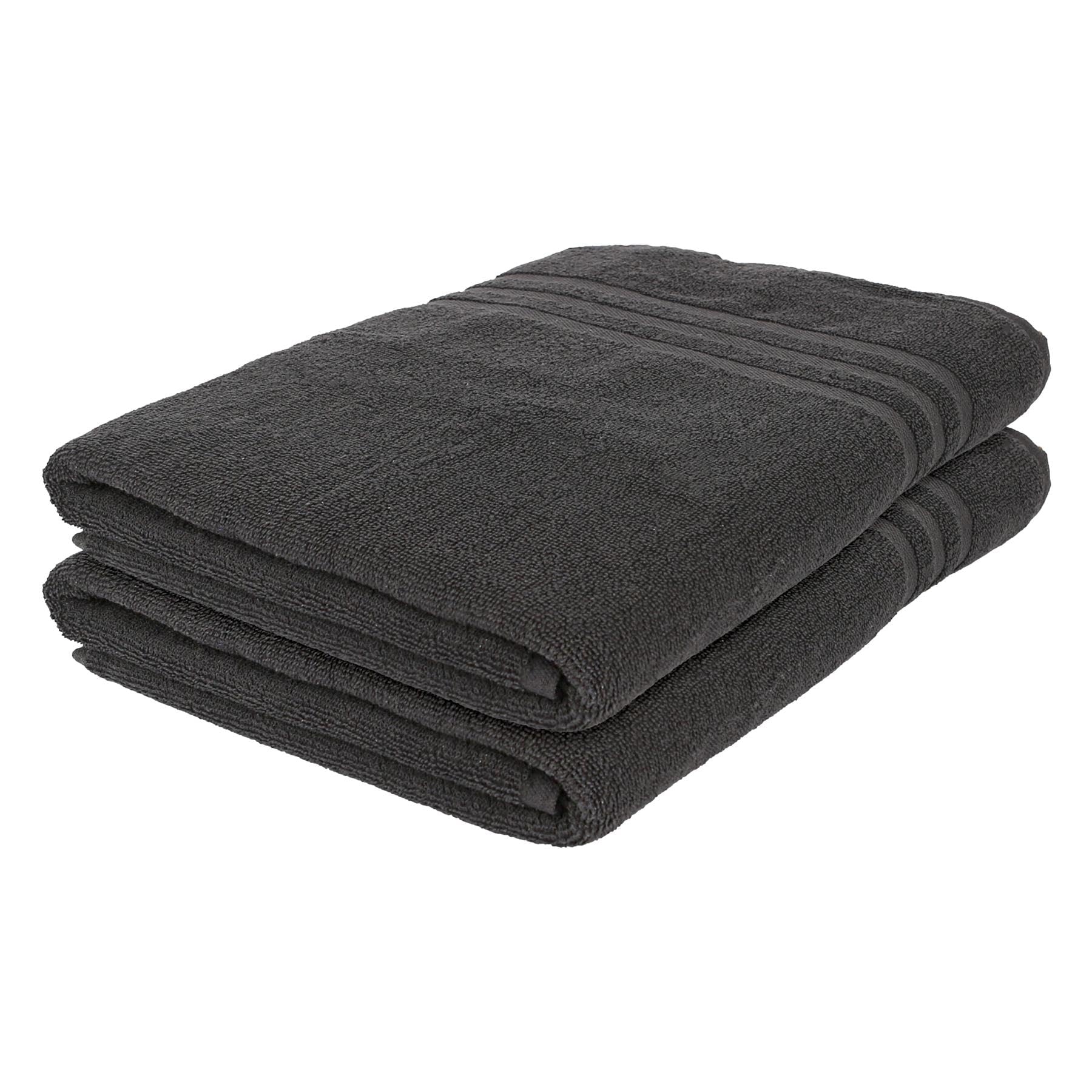 Nicola Spring Cotton Bath Sheets - Charcoal - 160cm x 90cm - Pack of 2 - Adults Extra Large Big Thick Fluffy Luxury Quick Dry Bathroom Soft Hotel Quality Beach Towel