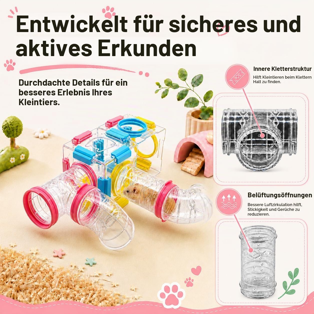 94 Stück DIY Hamstertunnel und Spielplatzmodul, Tube House Plattform Übung für Maus Hamster und andere kleine Tiere