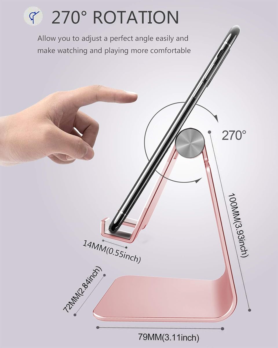 CreaDream Aluminum Cell Phone Stand, Adjustable Phone Holder for Desk view 3