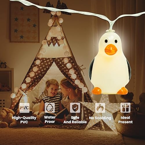 Miniatura 4 de Guirnalda de 10 luces LED de pingüino de 6.8 pies, funciona con pilas, luces LED para dormitorio, habitación de bebé, decoración de fiesta de