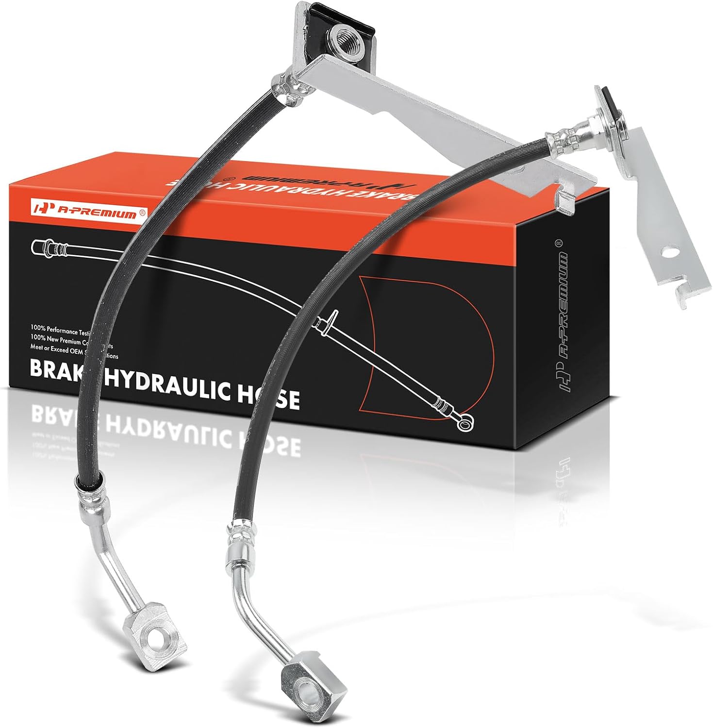 A-Premium Front Driver and Passenger Side Brake Hydraulic Hose Compatible with Select Pontiac Models - Grand Prix 2004 2005 2006 2007 2008, Pack of 2