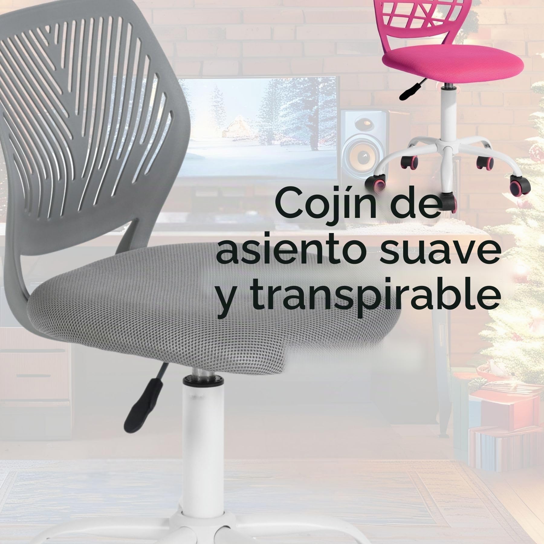FurnitureR Sillas giratorias de Comedor, 1 Silla de Cocina, Silla Acolchada, Silla giratoria, cómoda Silla con Ruedas, Respaldo, Silla sin Brazos para Comedor, Sala de Estar, Azul M