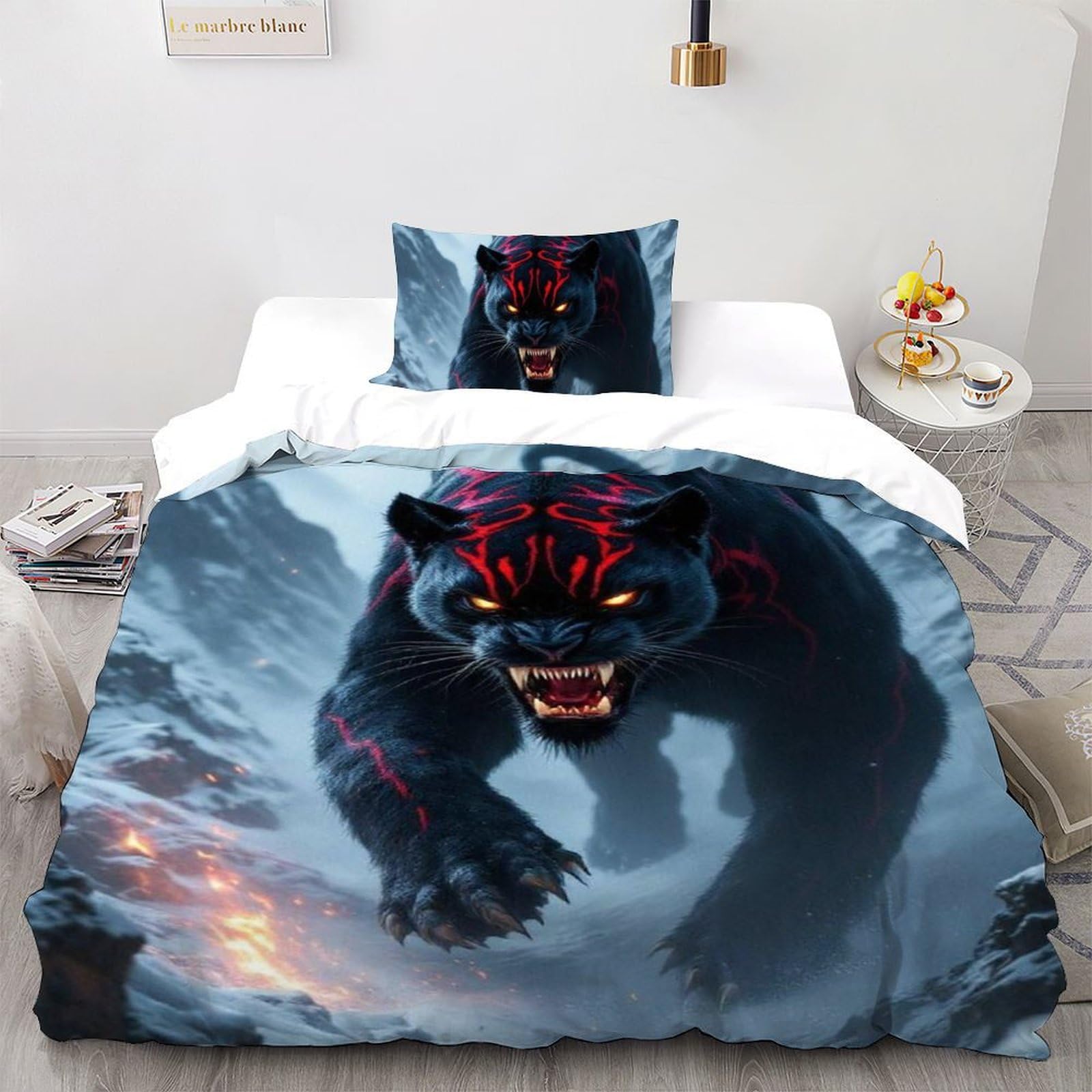 Parure de lit animaux sauvage microfibre avec taies d'oreiller