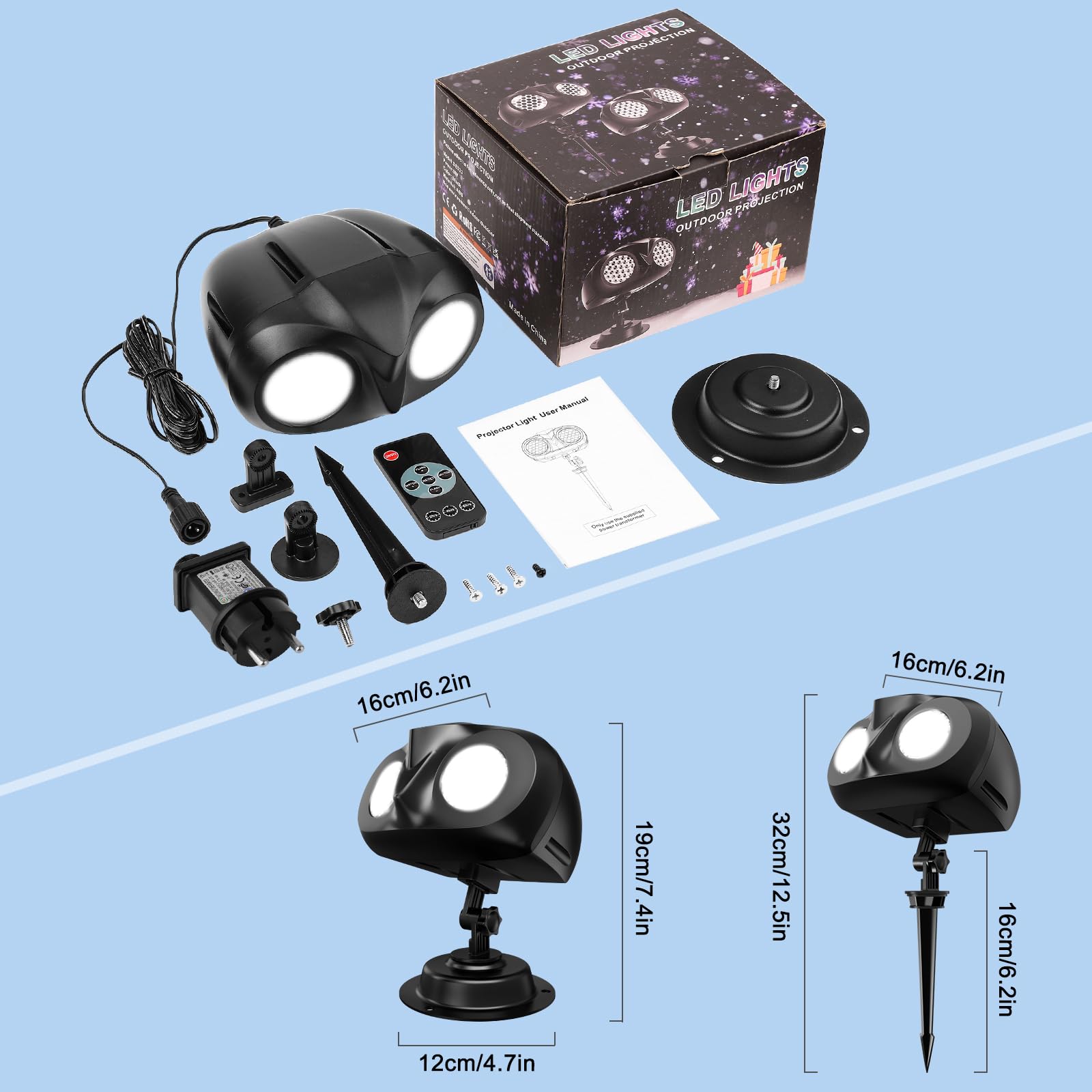 Proyector Luces Navidad, LED Proyector Copos de Nieve Lámpara de Proyección Navidad con Control Remoto, Impermeable IP65 Exterior y Interior, Decoración para Fiesta, Festivos, Navidad, Halloween